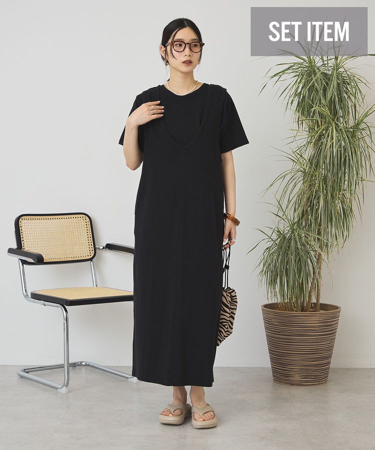AMERICAN HOLIC「【2点セット】Tシャツ＋Uネックワンピース」|ワンピース|Black