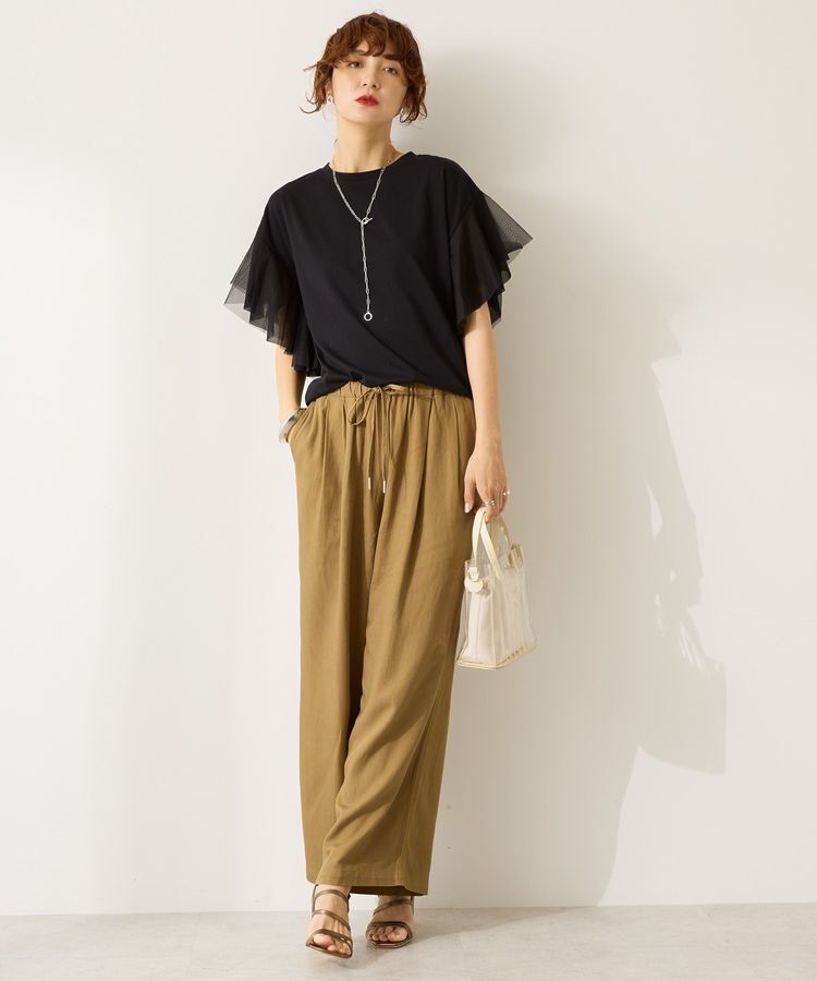 AMERICAN HOLIC「【WEB限定】袖チュールサイドスリットプルオーバー」|Tシャツ・カットソー|