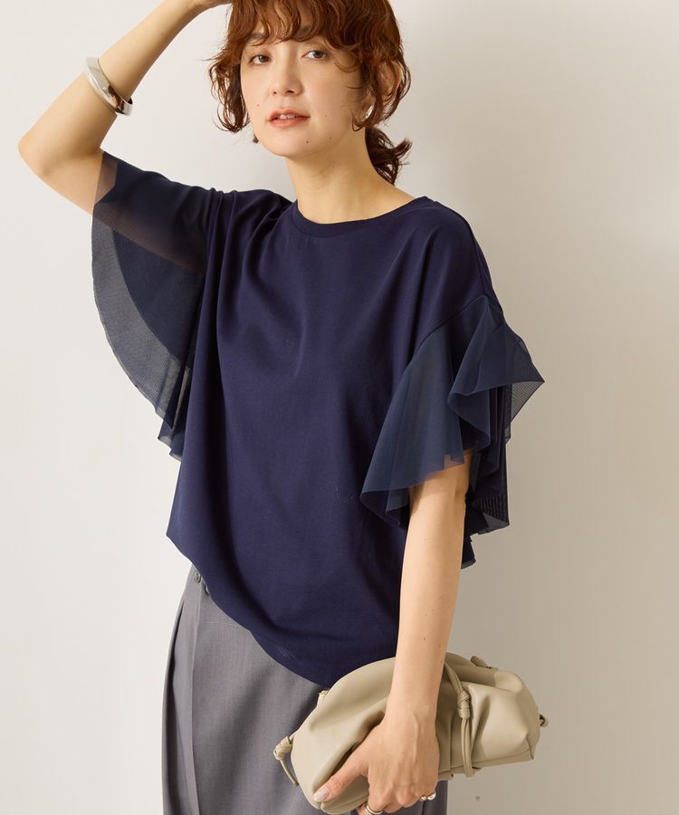 AMERICAN HOLIC「【WEB限定】袖チュールサイドスリットプルオーバー」|Tシャツ・カットソー|