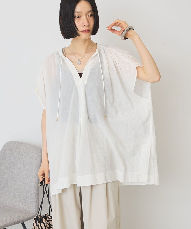 AMERICAN HOLIC「【UVカット】フレンチスリーブスキッパーブラウス」|シャツ・ブラウス|Ivory
