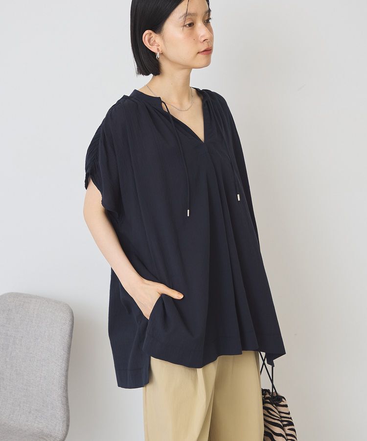 AMERICAN HOLIC「【UVカット】フレンチスリーブスキッパーブラウス」|シャツ・ブラウス|Dark Navy