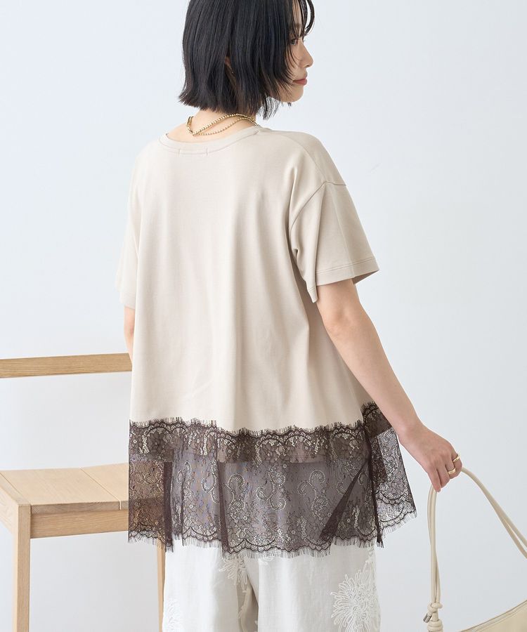 AMERICAN HOLIC「【接触冷感】裾レース半袖プルオーバー」|Tシャツ・カットソー|