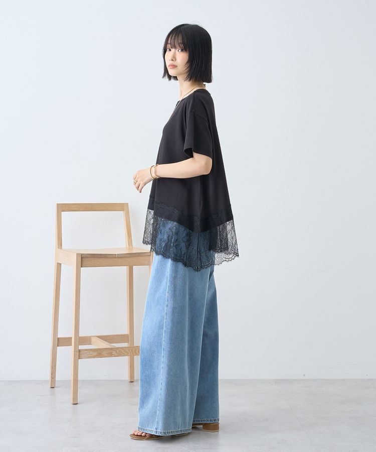 AMERICAN HOLIC「【接触冷感】裾レース半袖プルオーバー」|Tシャツ・カットソー|