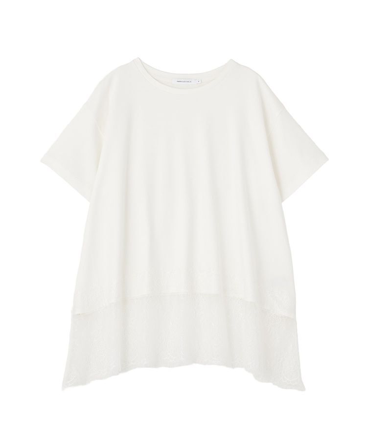 AMERICAN HOLIC「【接触冷感】裾レース半袖プルオーバー」|Tシャツ・カットソー|