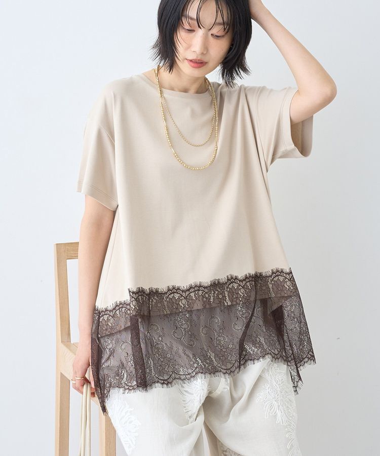AMERICAN HOLIC「【接触冷感】裾レース半袖プルオーバー」|Tシャツ・カットソー|