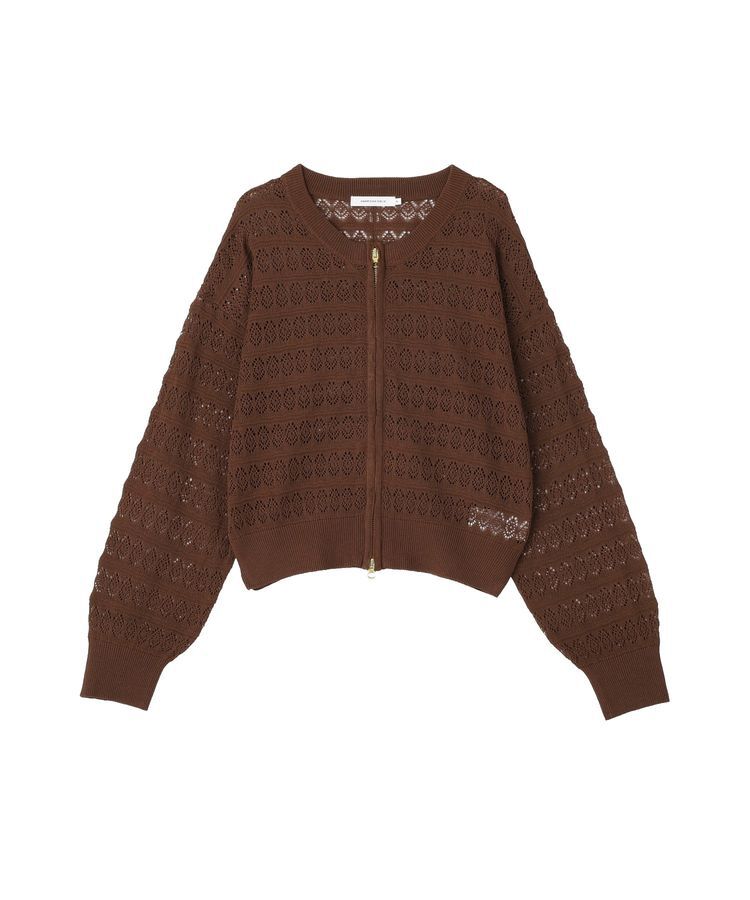 AMERICAN HOLIC「クロシェジップアップニットカーディガン」|カーディガン|Brown