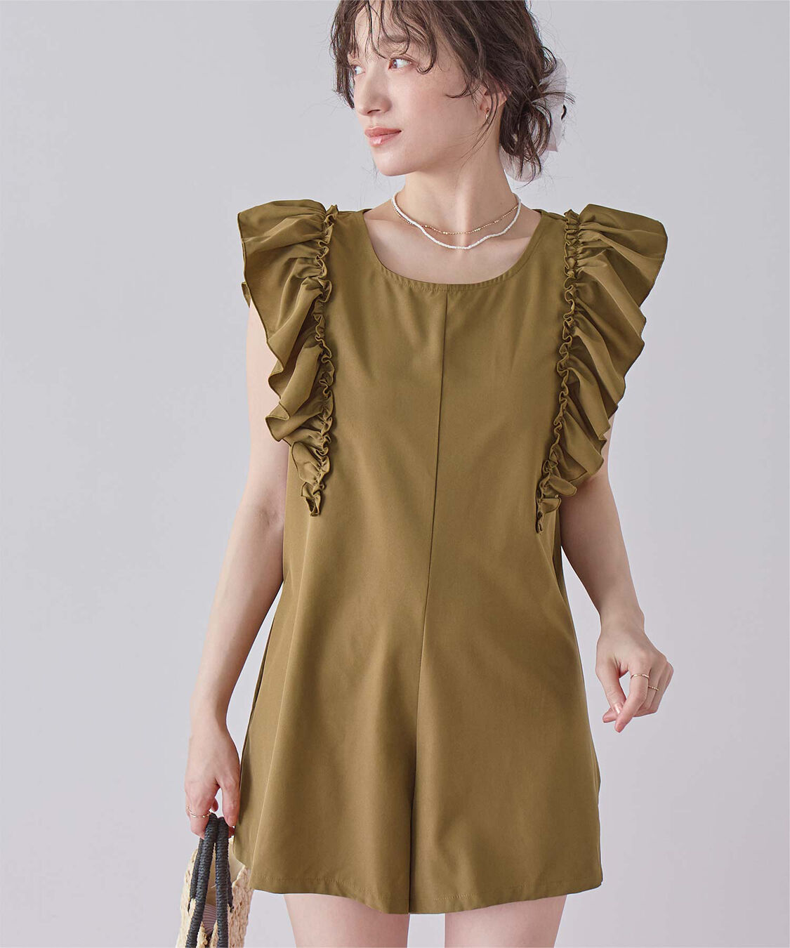 SEA DRESS「ショルダーフリルオールインワン/ワンピース水着」|コンビネゾン|