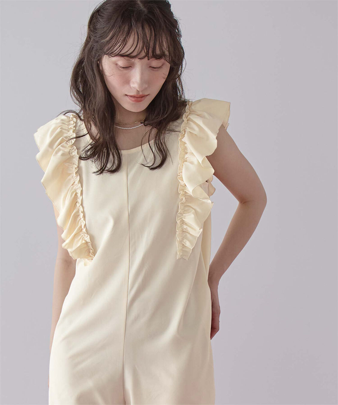 SEA DRESS「ショルダーフリルオールインワン/ワンピース水着」|コンビネゾン|