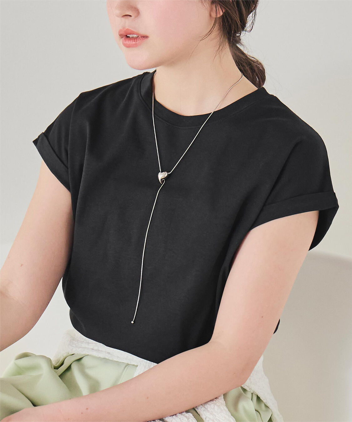 titivate「汗染み防止ダブルカフスTシャツ」|Tシャツ・カットソー|ブラック
