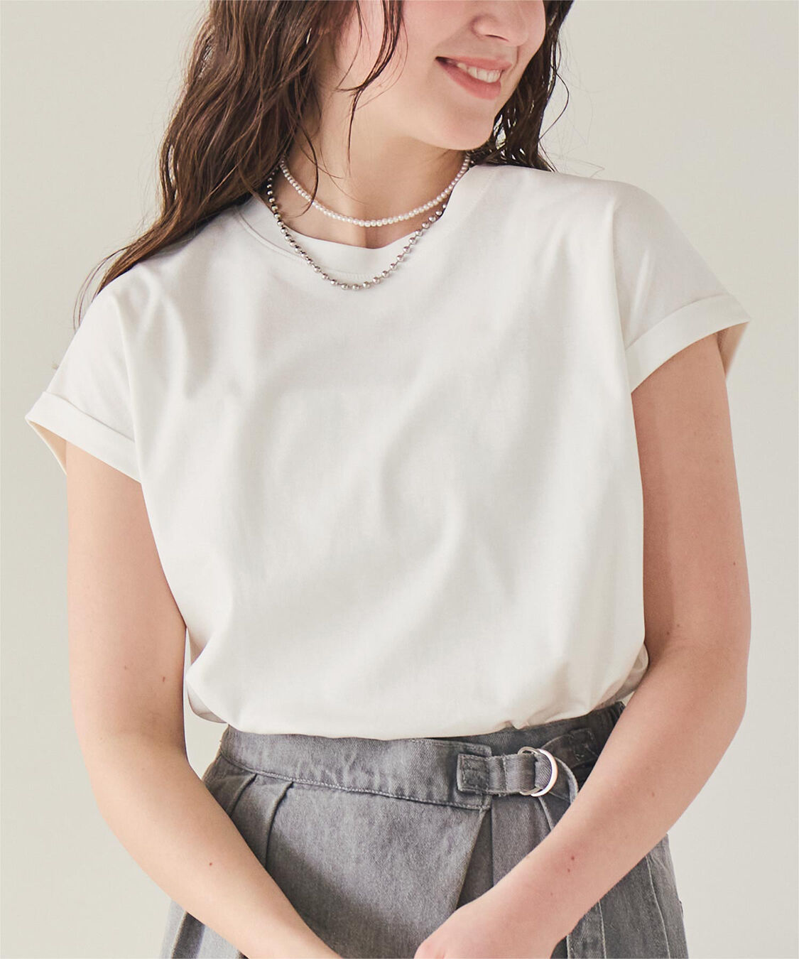 titivate「汗染み防止ダブルカフスTシャツ」|Tシャツ・カットソー|ホワイト