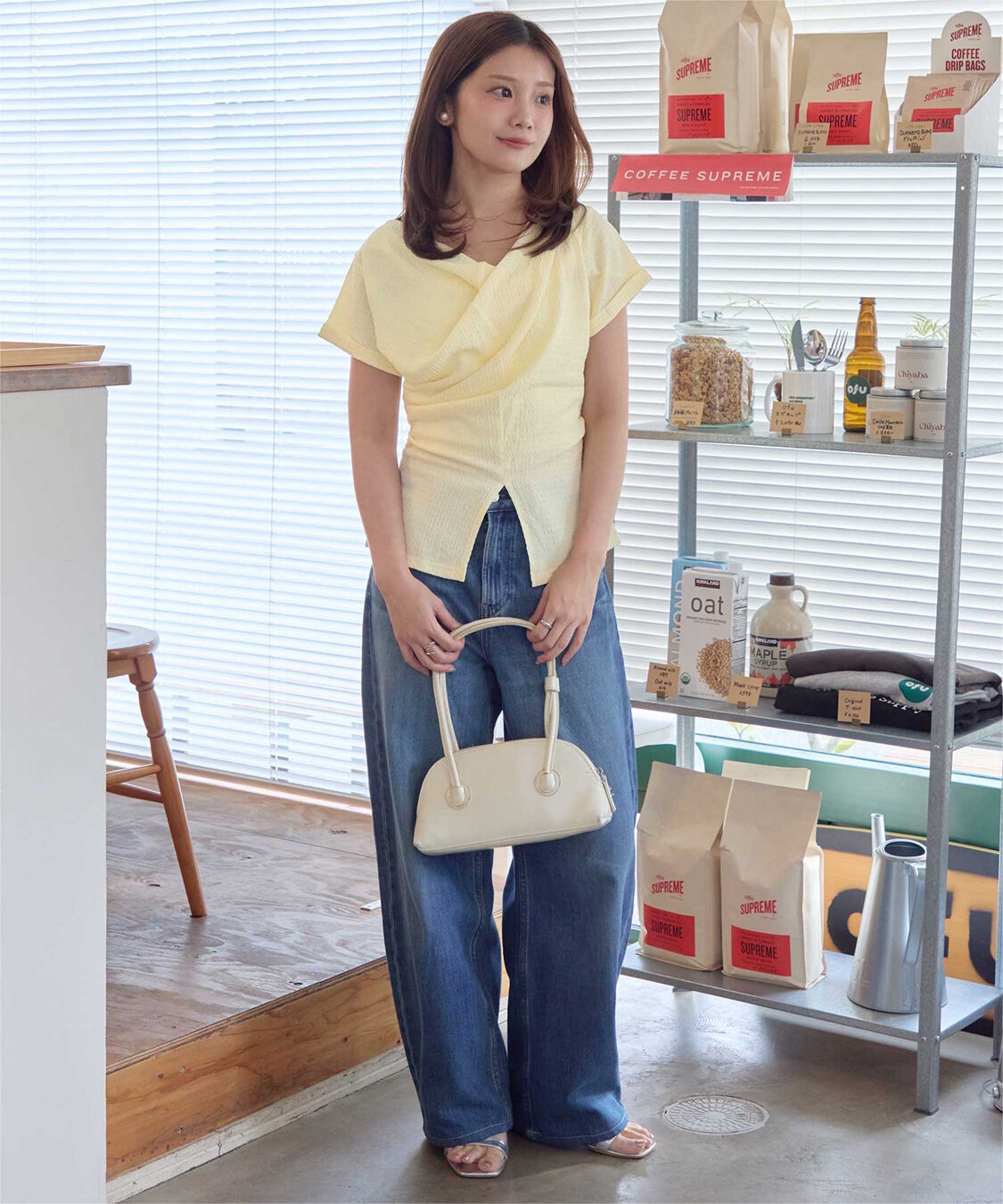 titivate「【ほたるさんコラボアイテム】スリットデザインドレープ半袖Tシャツ」|Tシャツ・カットソー|