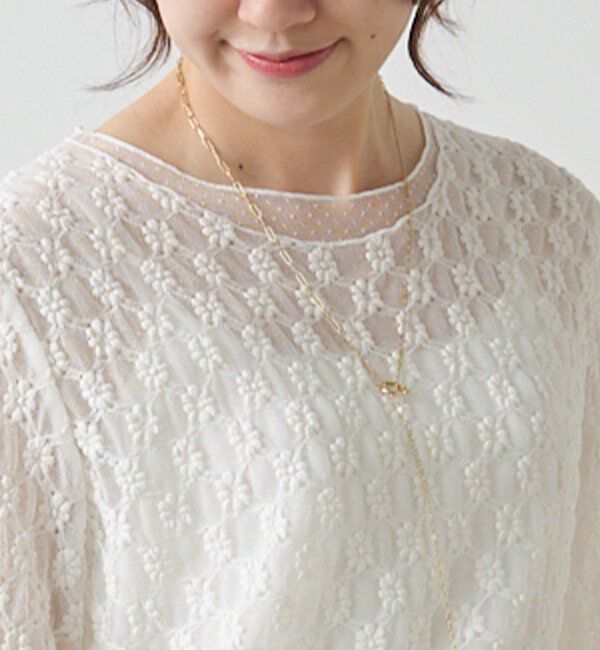  「ストレッチレース&times;ドットチュールTシャツ」|Tシャツ・カットソー|