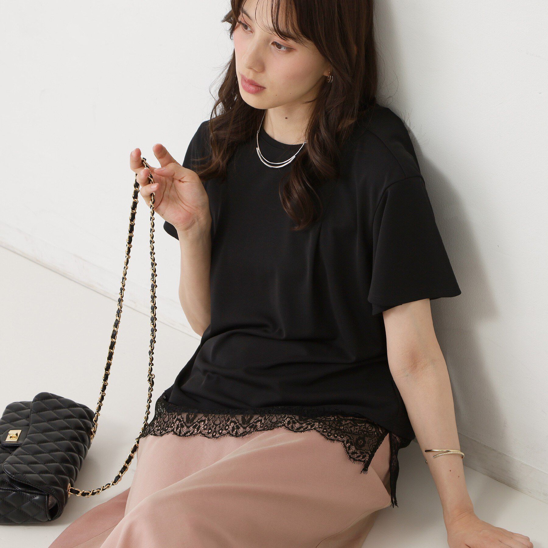COUP DE CHANCE「【手洗い可／日本製／接触冷感】裾レースカットソー」|Tシャツ・カットソー|