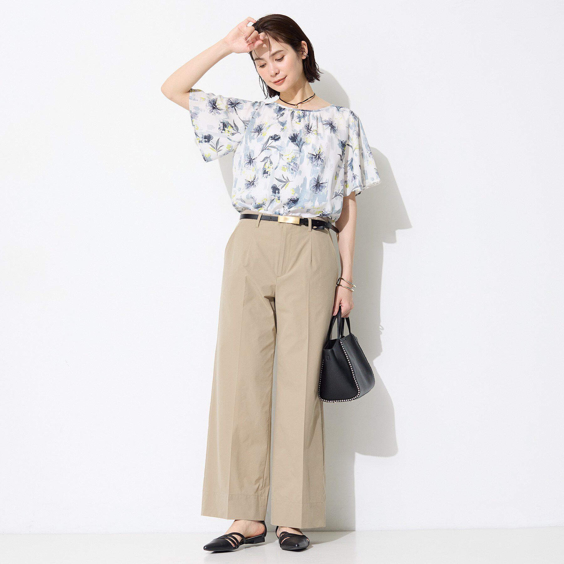 INDIVI「【撥水／UVケア／SETUP可能】軽量ベルト付ワイドストレートパンツ」|その他|