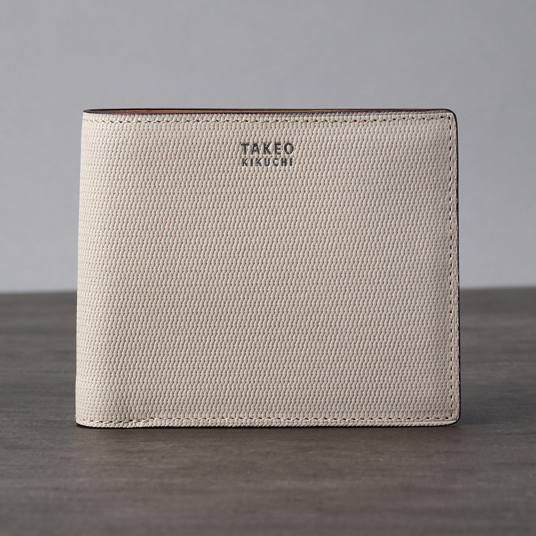 TAKEO KIKUCHI「【ソフト＆ナチュラル】ミニメッシュ レザー 2つ折り財布」|財布|アイボリー(503)