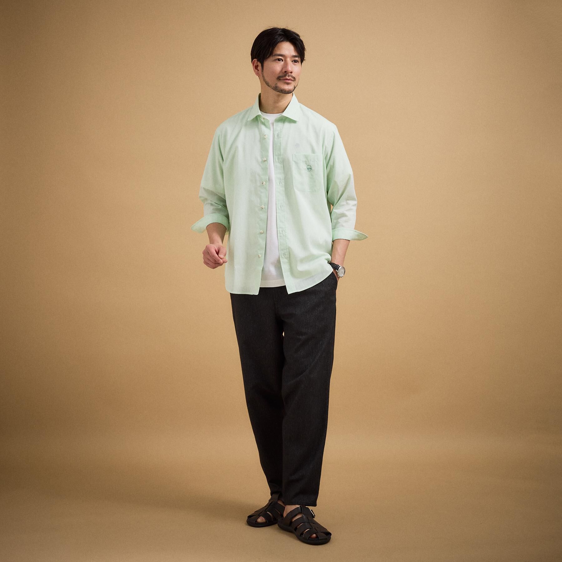 TAKEO KIKUCHI「【接触冷感】ハイブリッド リネン 七分袖シャツ」|シャツ・ブラウス|