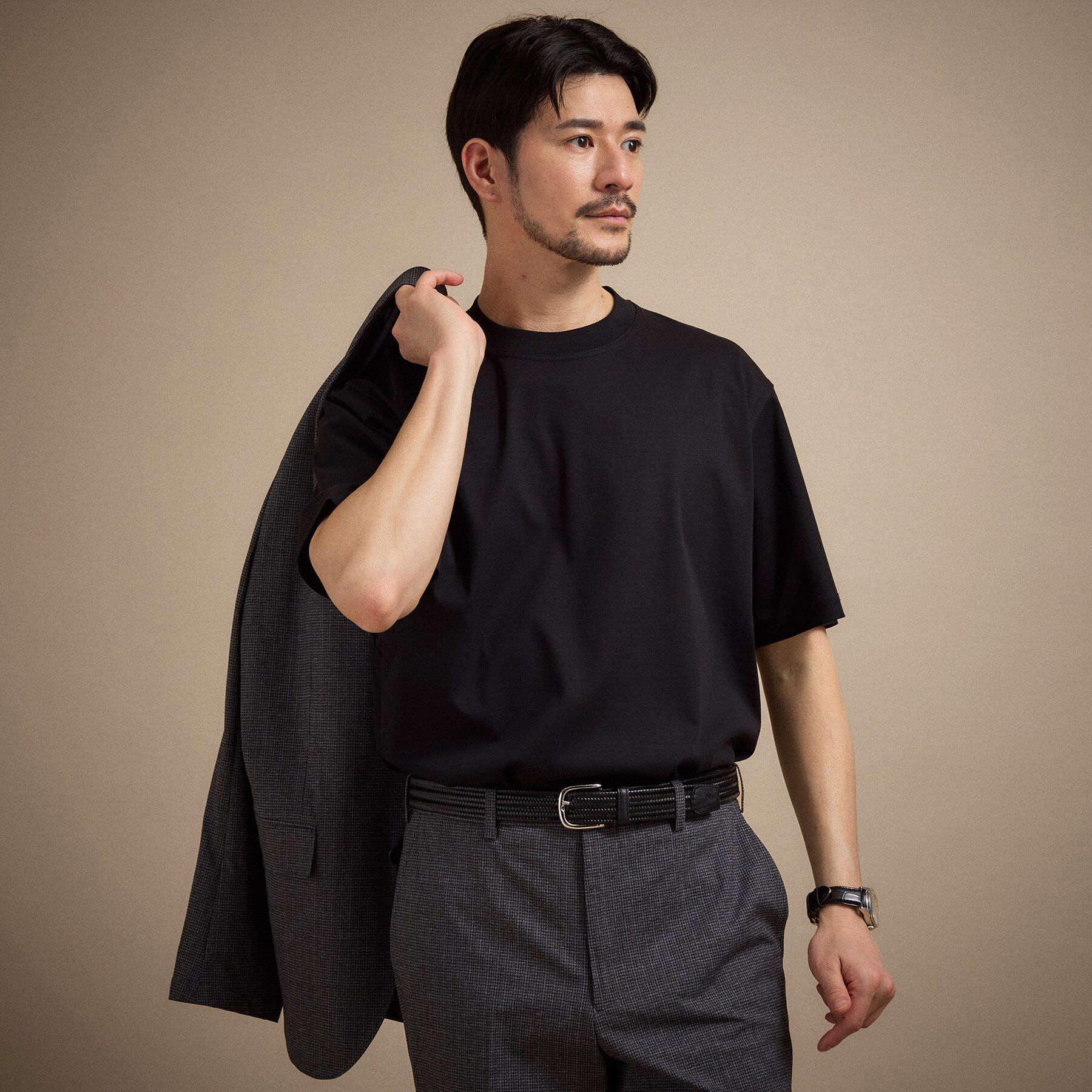 TAKEO KIKUCHI「【接触冷感】アイスクリアコットン Tシャツ」|Tシャツ・カットソー|ブラック(019)