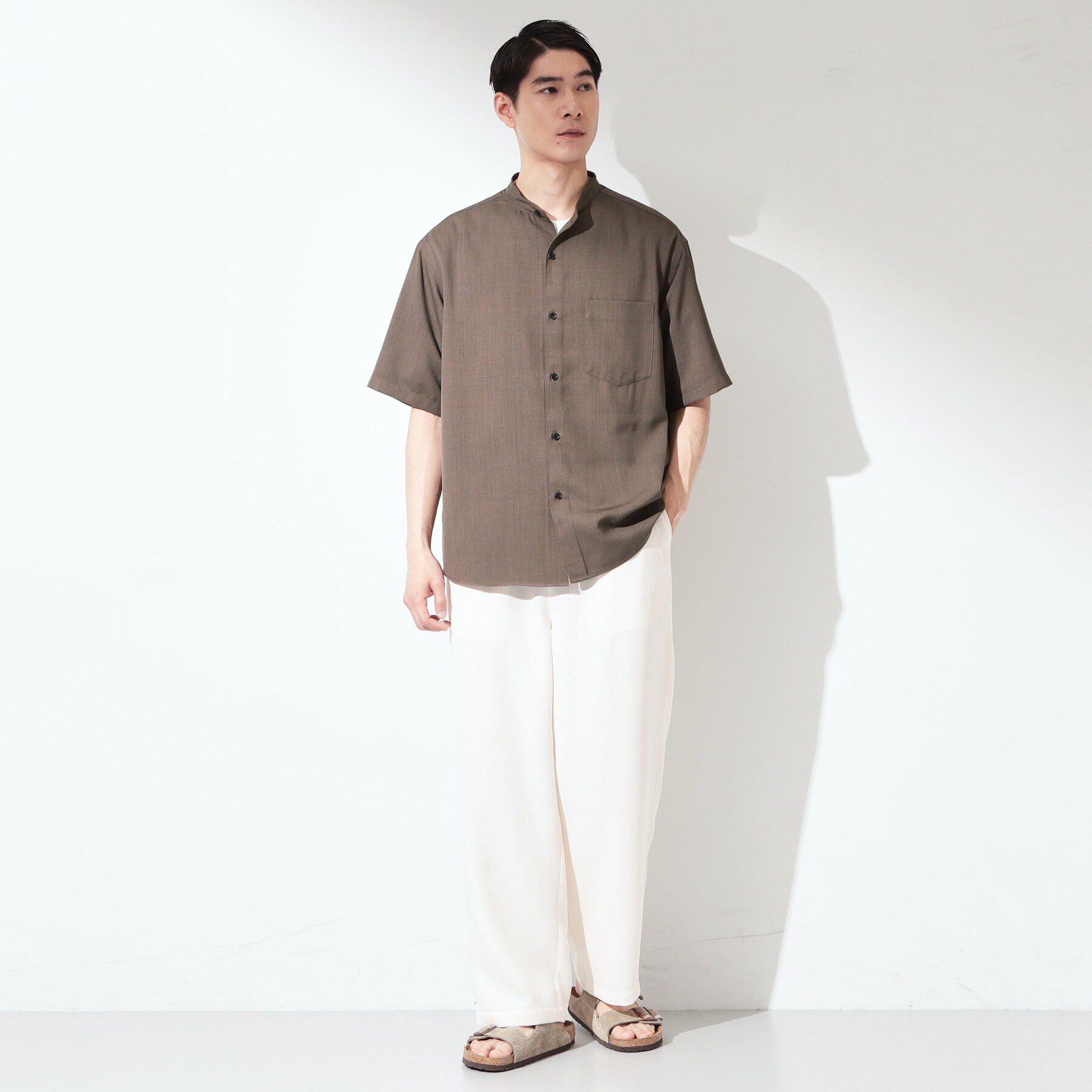 THE SHOP TK「LITE TEX バンドカラー半袖シャツ 接触冷感/吸水速乾/UVカット/アンチピリング/イージーケ」|シャツ・ブラウス|