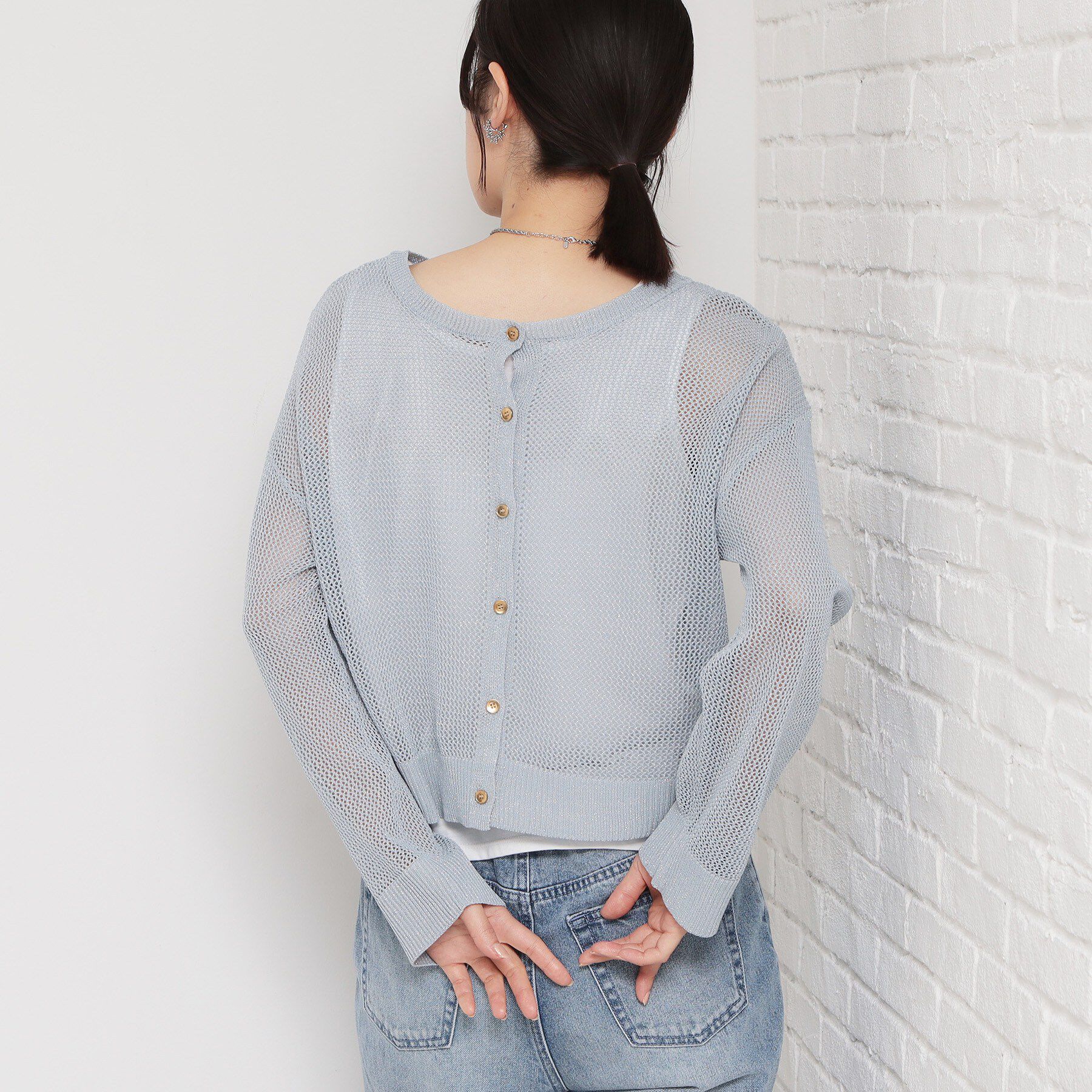 THE SHOP TK「【2点セット】前後2wayラメメッシュタンクセット」|カーディガン|