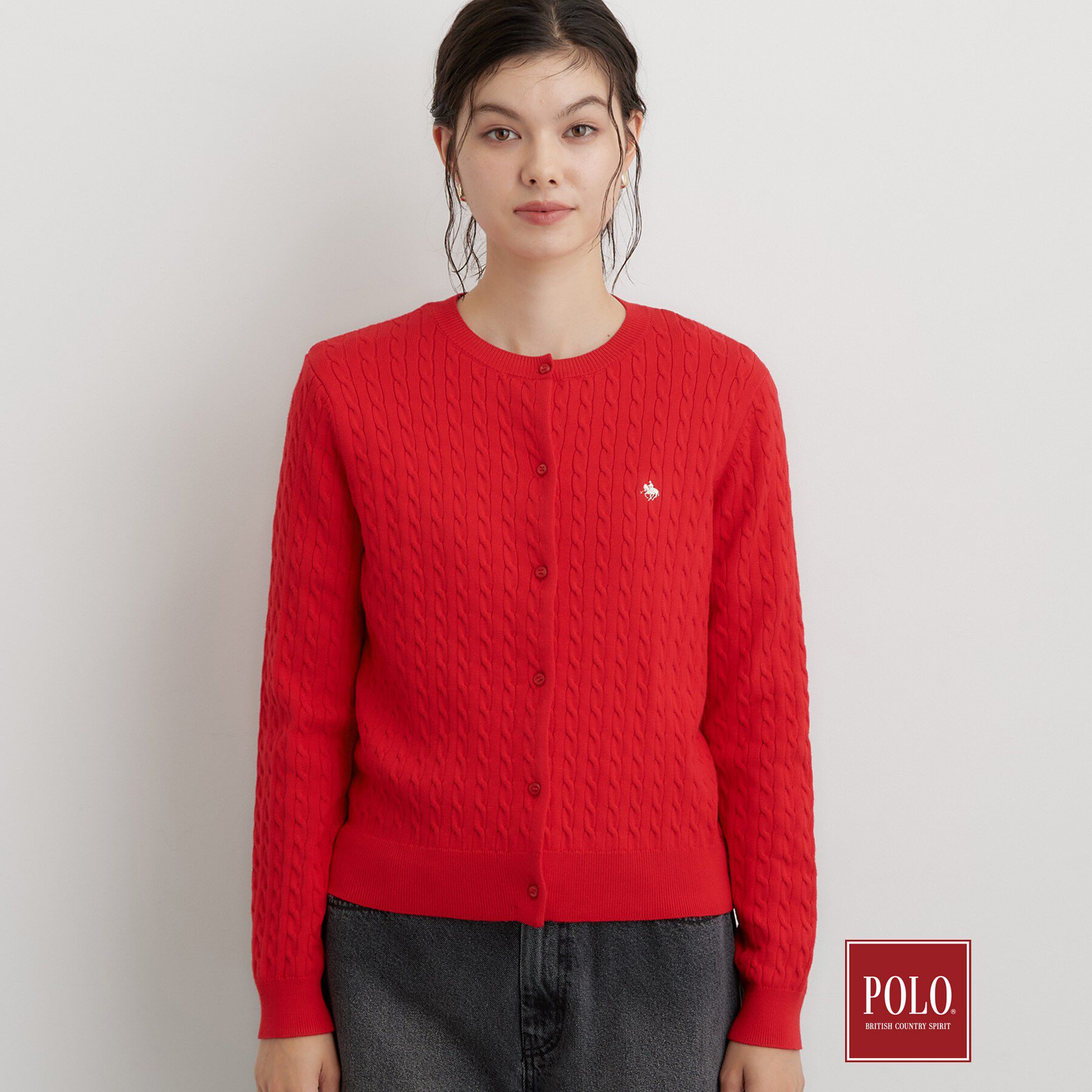 THE SHOP TK「POLO BCS/ケーブルクルーカーディガン」|カーディガン|