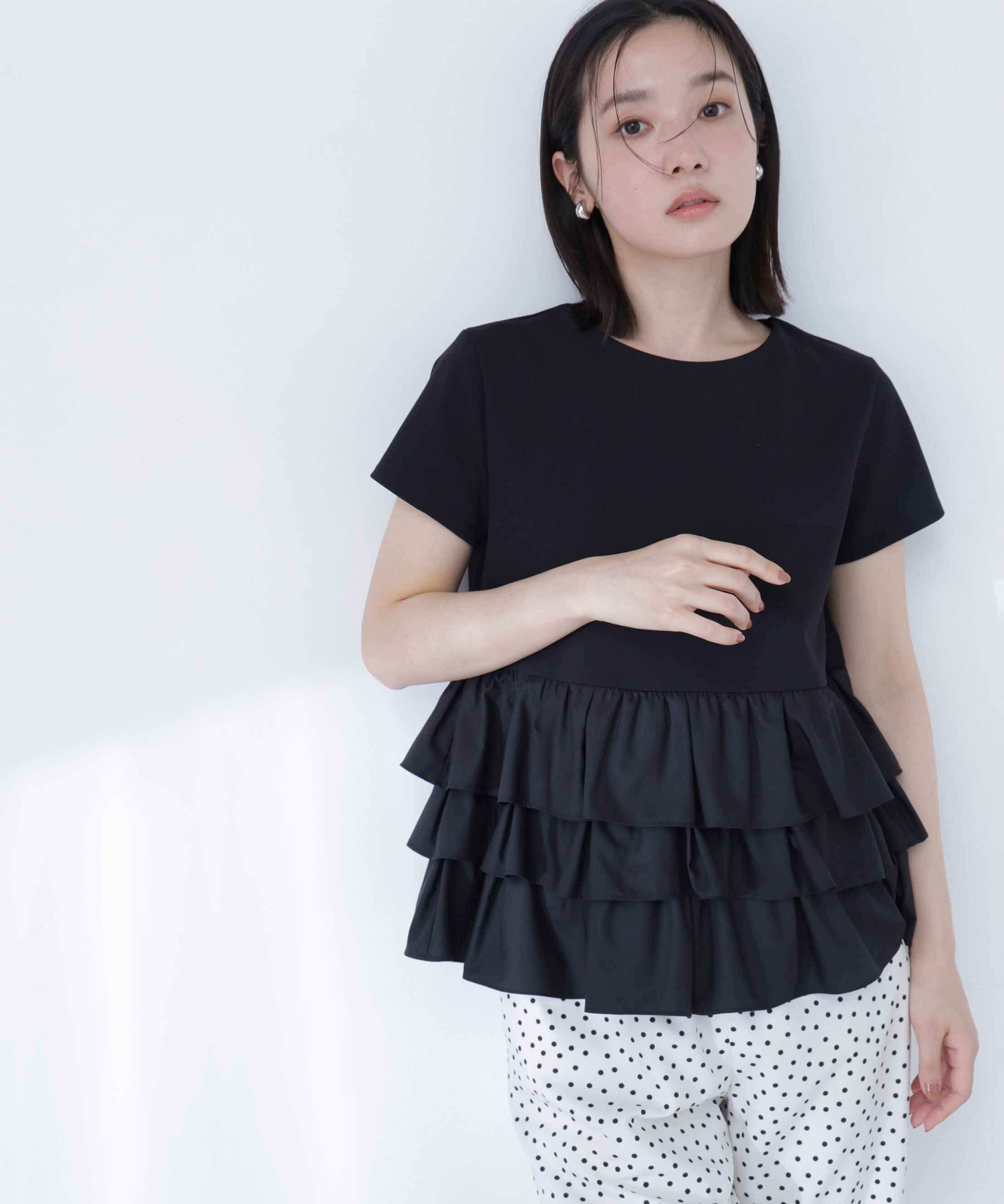  「〈山本里菜さんコラボ〉ドッキングペプラムカットソー」|Tシャツ・カットソー|