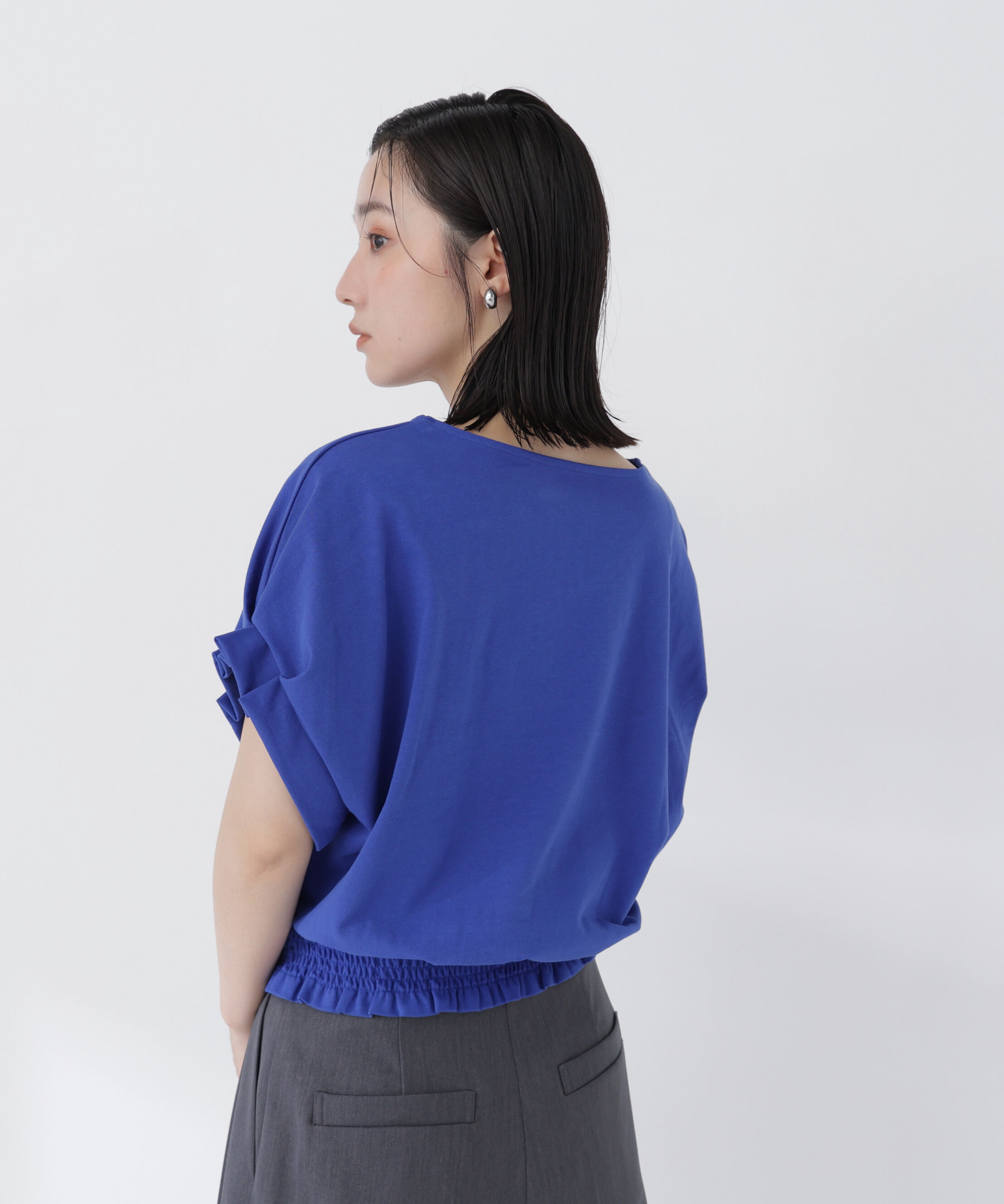  「裾シャーリング半袖カットソー」|Tシャツ・カットソー|
