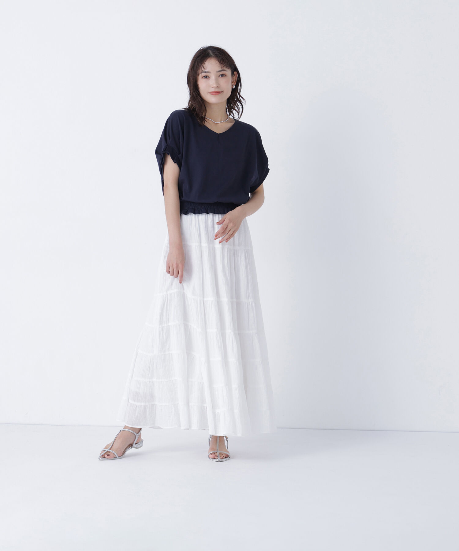  「裾シャーリング半袖カットソー」|Tシャツ・カットソー|