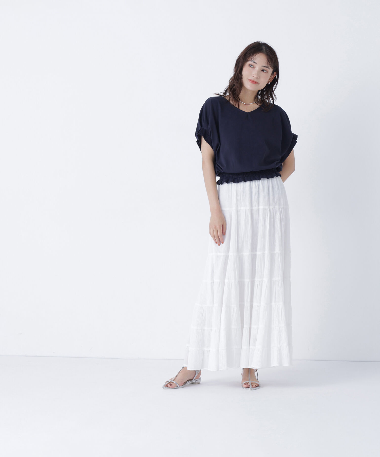  「裾シャーリング半袖カットソー」|Tシャツ・カットソー|