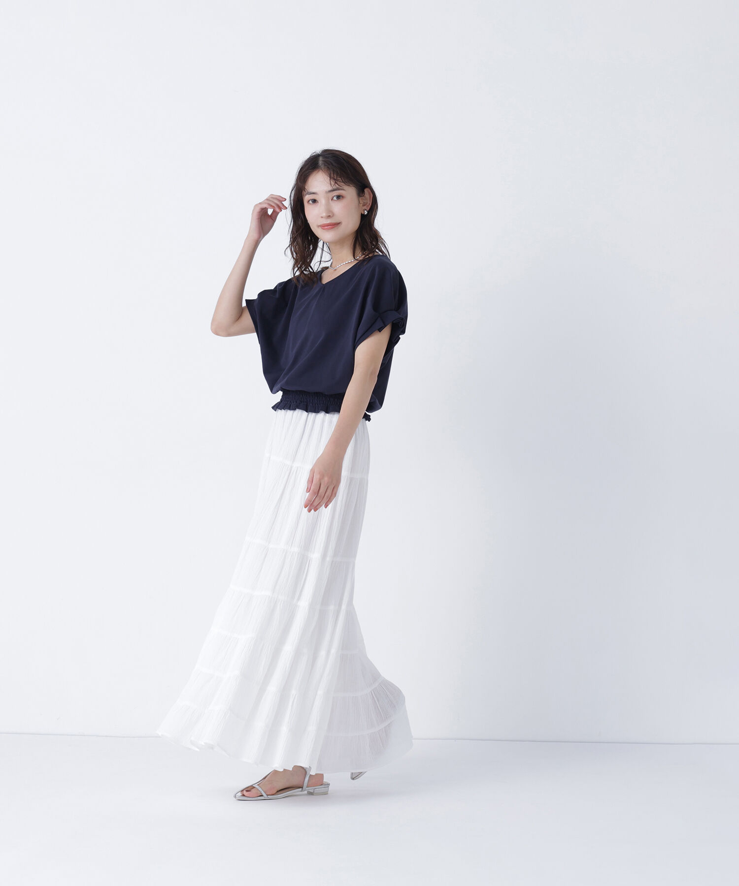  「裾シャーリング半袖カットソー」|Tシャツ・カットソー|