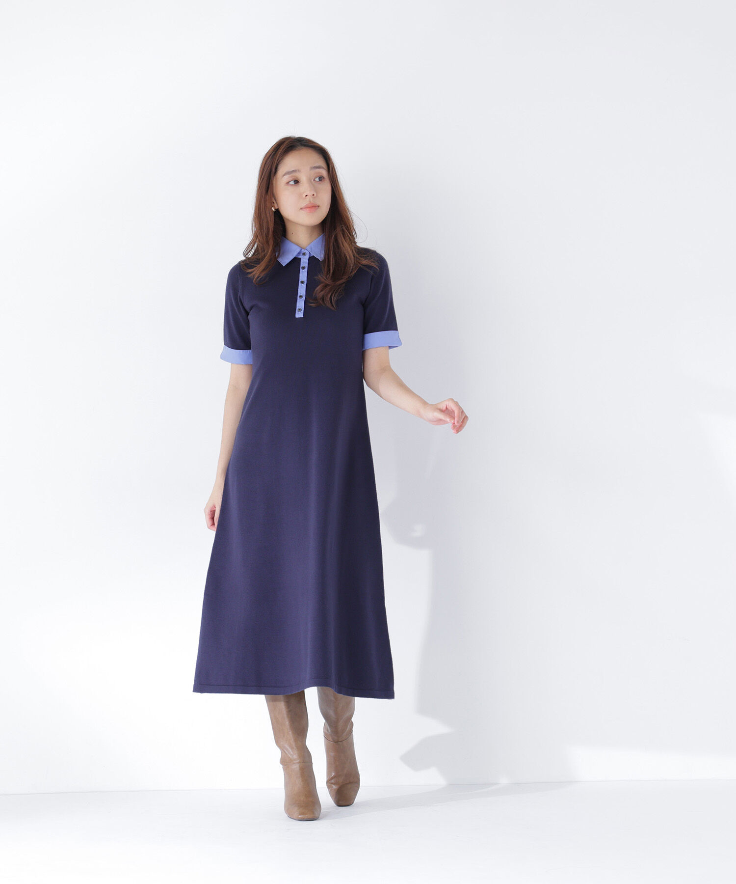  「襟付ニットワンピース」|ワンピース|
