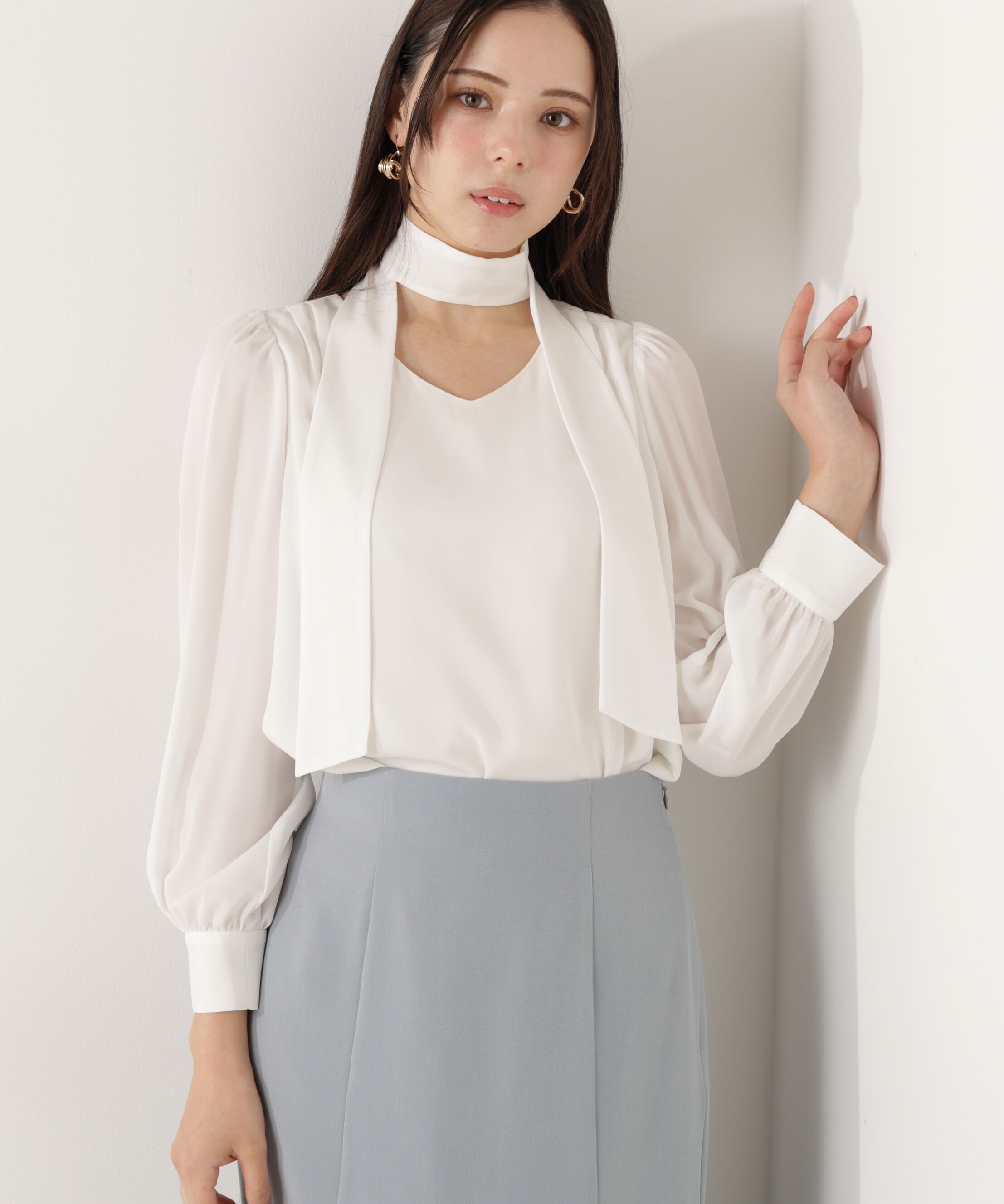 PROPORTION BODY DRESSING「＜ウォッシャブル＞2wayリボンタック付きブラウス」|シャツ・ブラウス|エクリュ1