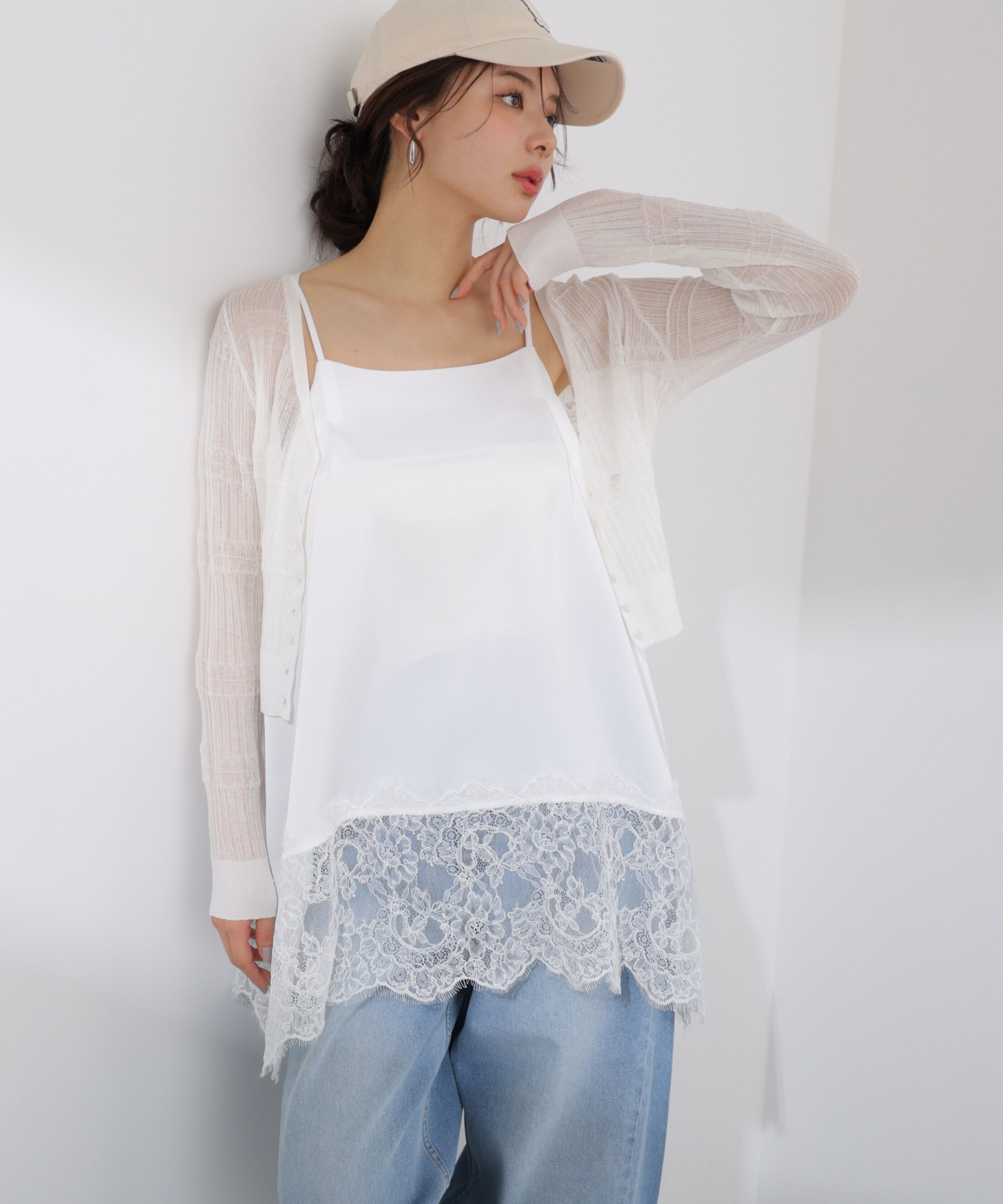 PROPORTION BODY DRESSING「〈a/mie〉ヘムレースキャミソール 26SS」|シャツ・ブラウス|ホワイト