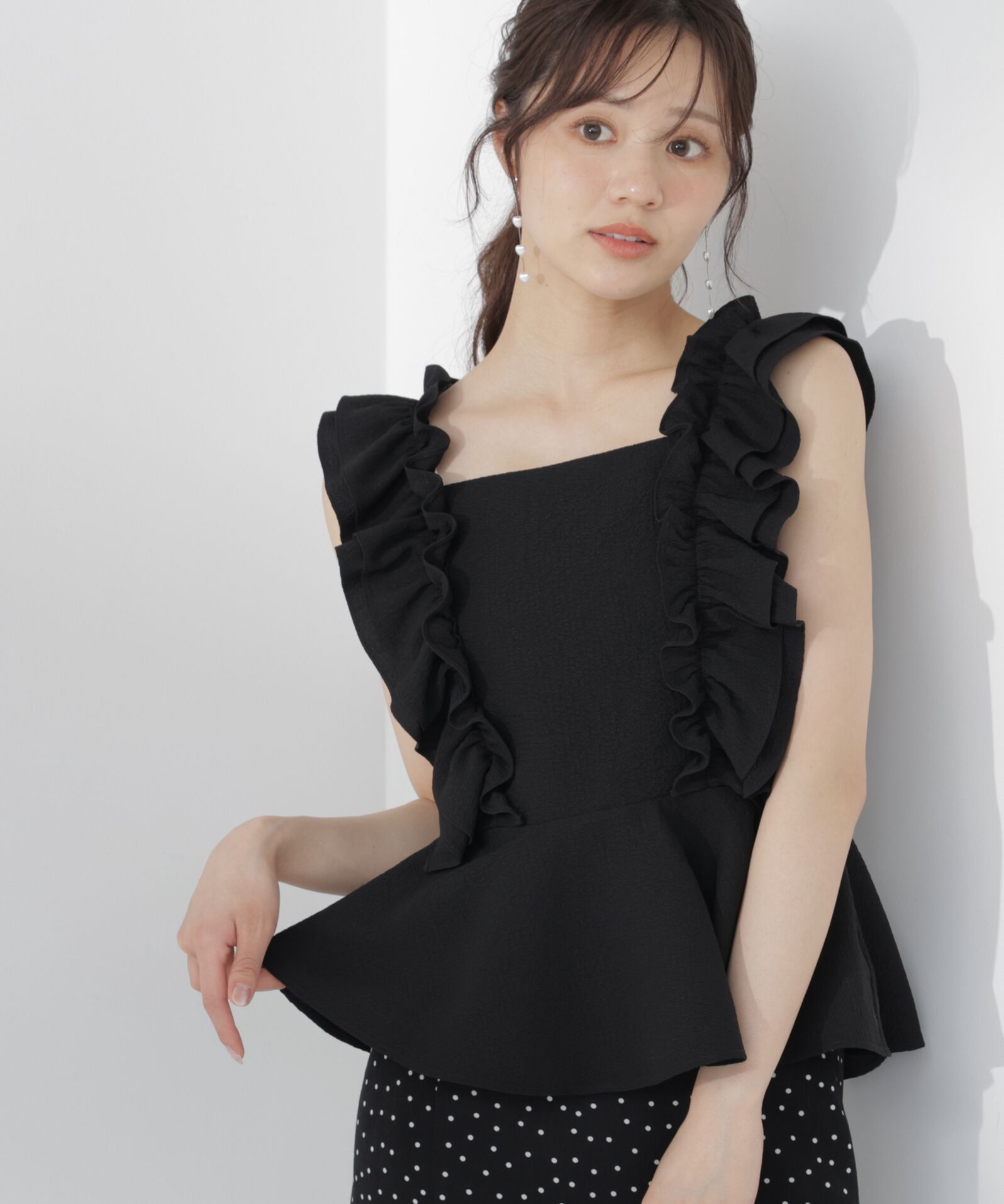 PROPORTION BODY DRESSING「フリルブラウス　26SS」|シャツ・ブラウス|ブラック