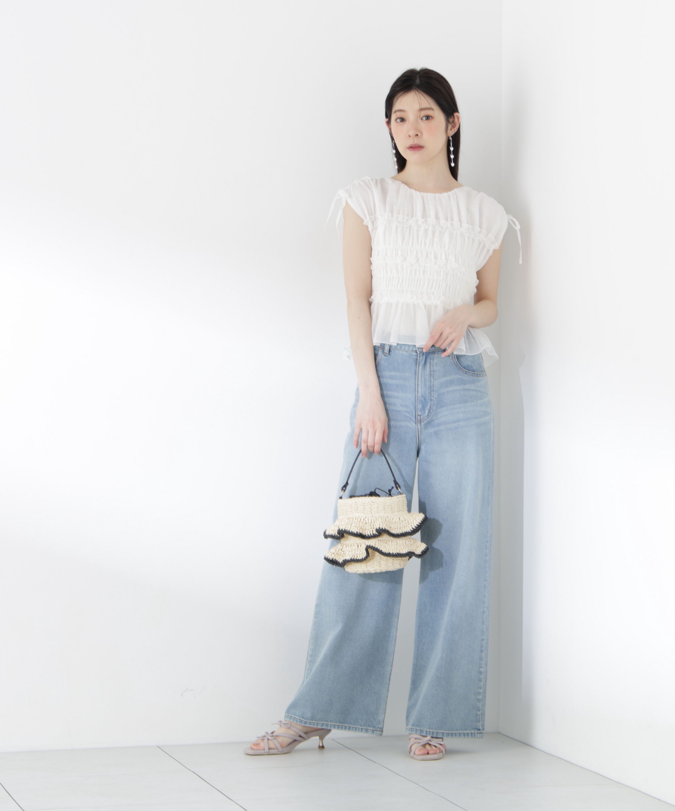 PROPORTION BODY DRESSING「〈a/mie〉シャーリングフリルブラウス＜ブルー：WEB限定＞」|シャツ・ブラウス|