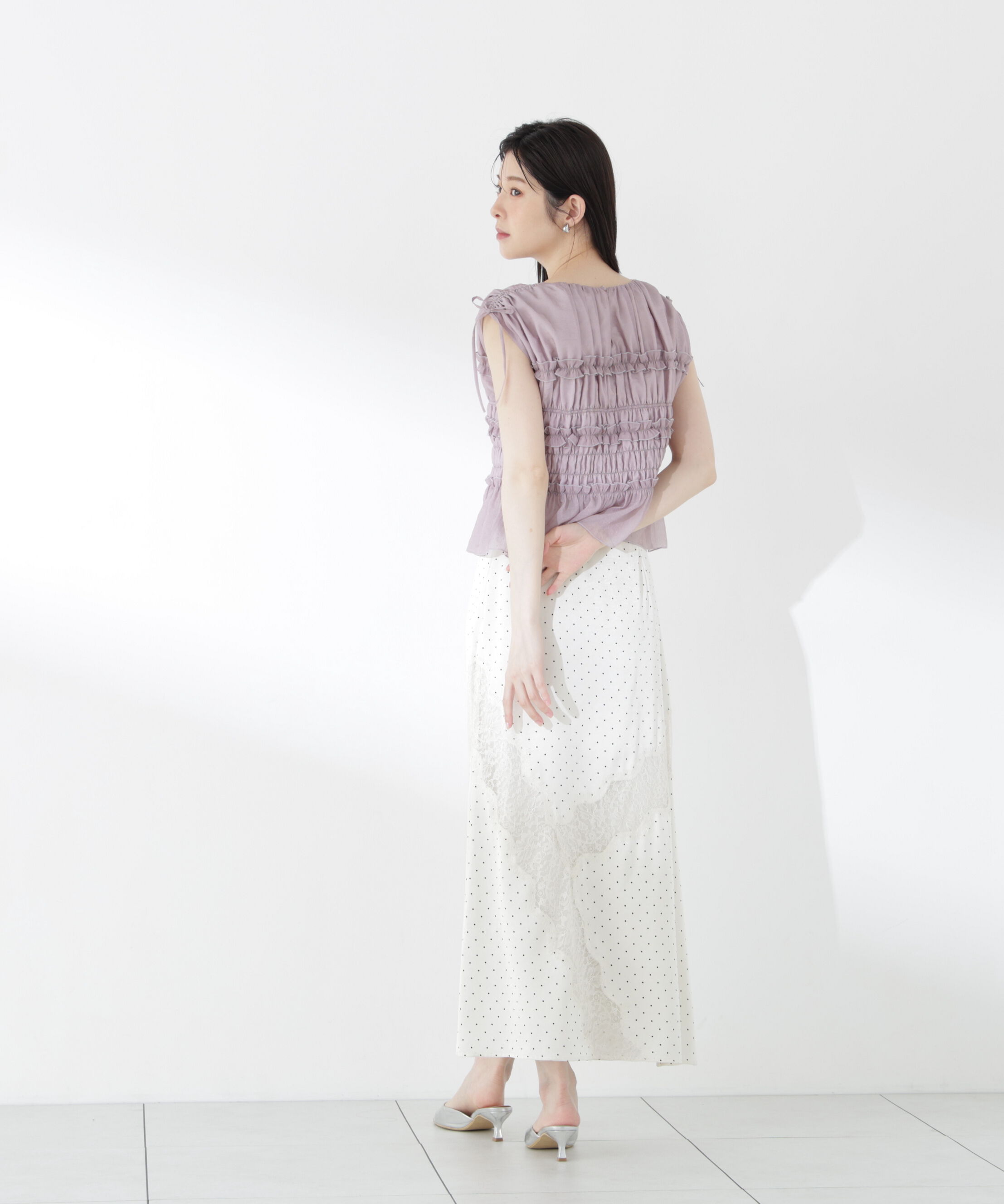 PROPORTION BODY DRESSING「〈a/mie〉シャーリングフリルブラウス＜ブルー：WEB限定＞」|シャツ・ブラウス|