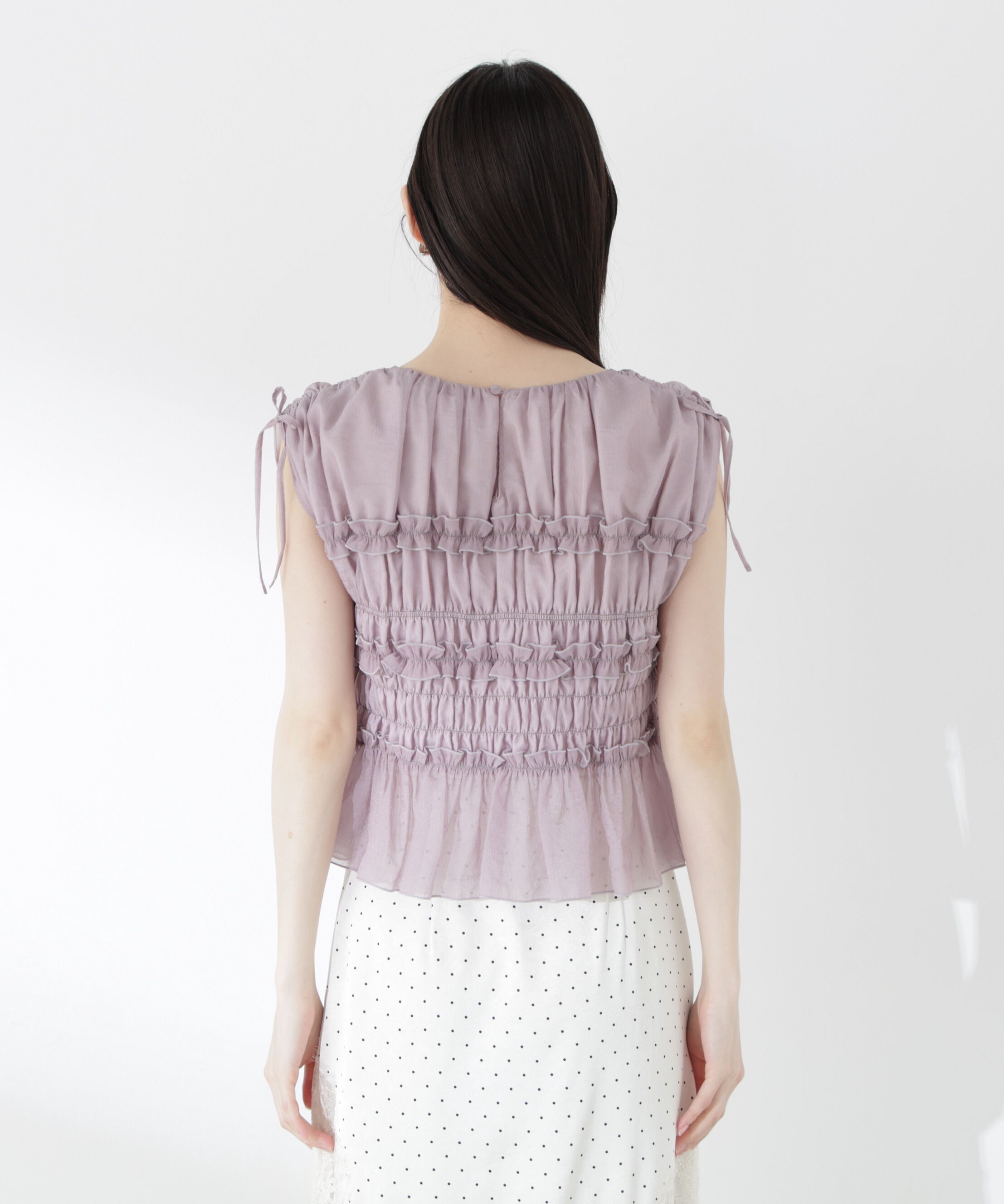 PROPORTION BODY DRESSING「〈a/mie〉シャーリングフリルブラウス＜ブルー：WEB限定＞」|シャツ・ブラウス|