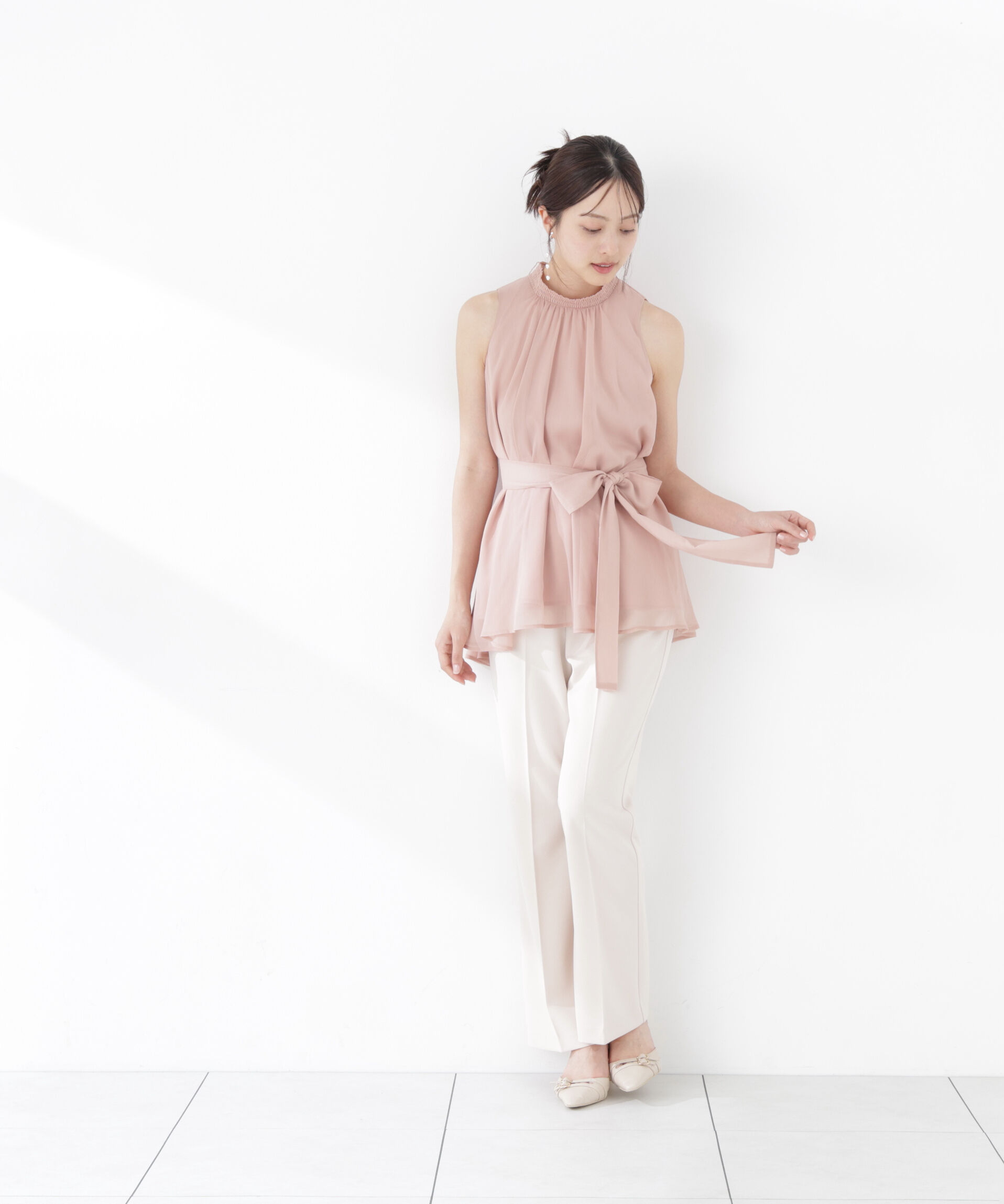 PROPORTION BODY DRESSING「リボン付きギャザーブラウス」|シャツ・ブラウス|