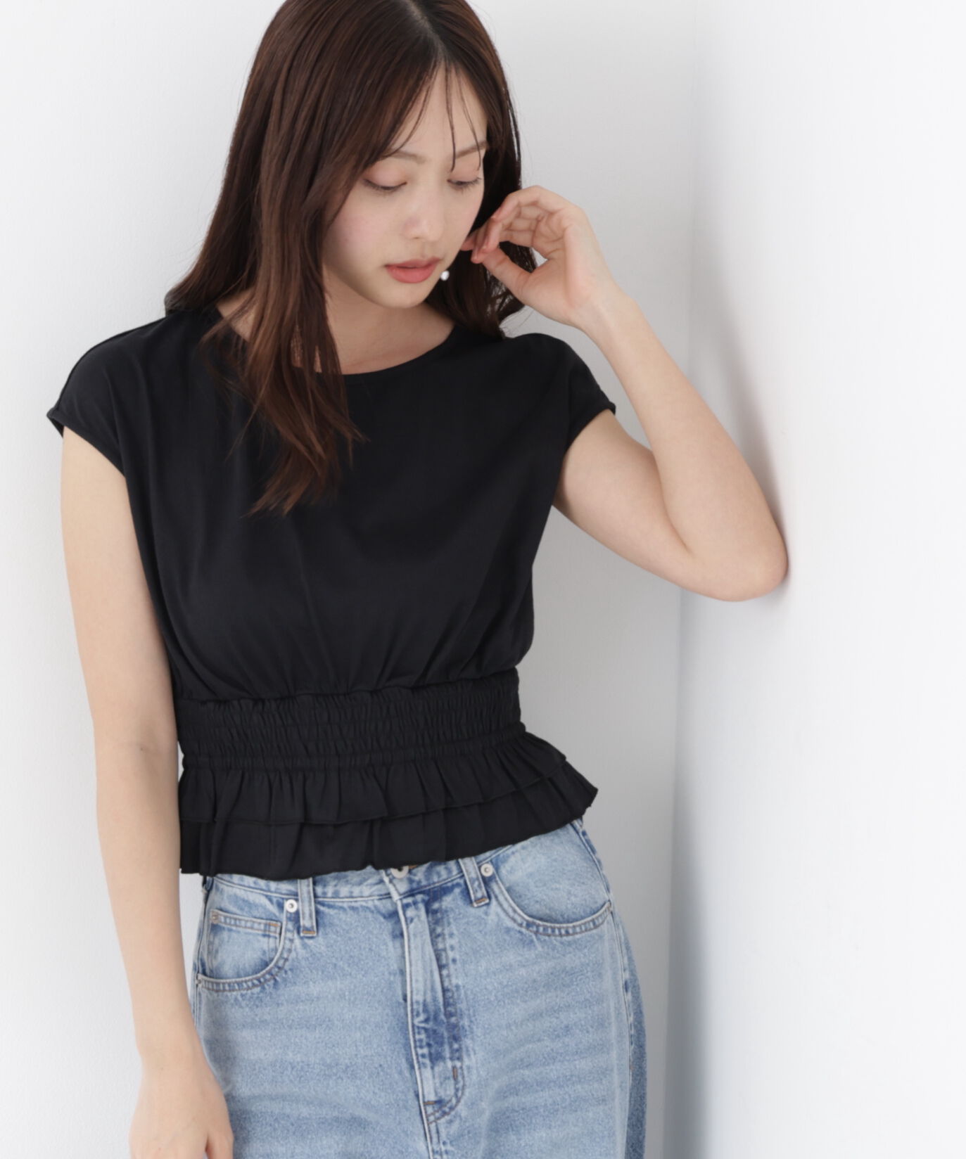 PROPORTION BODY DRESSING「ウエストギャザーカットトップス」|Tシャツ・カットソー|