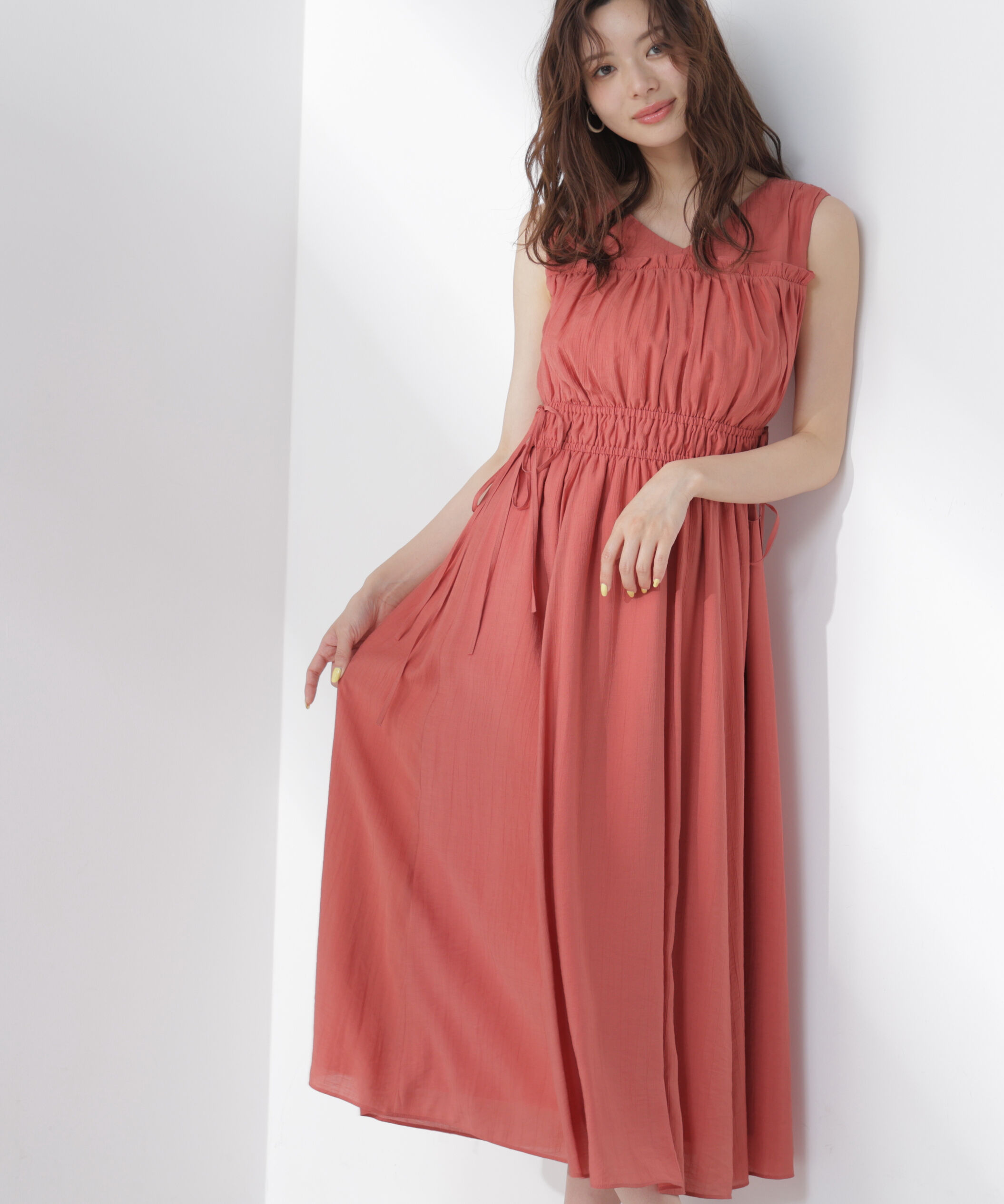 PROPORTION BODY DRESSING「ウエストリボンギャザーワンピース」|ワンピース|レッド