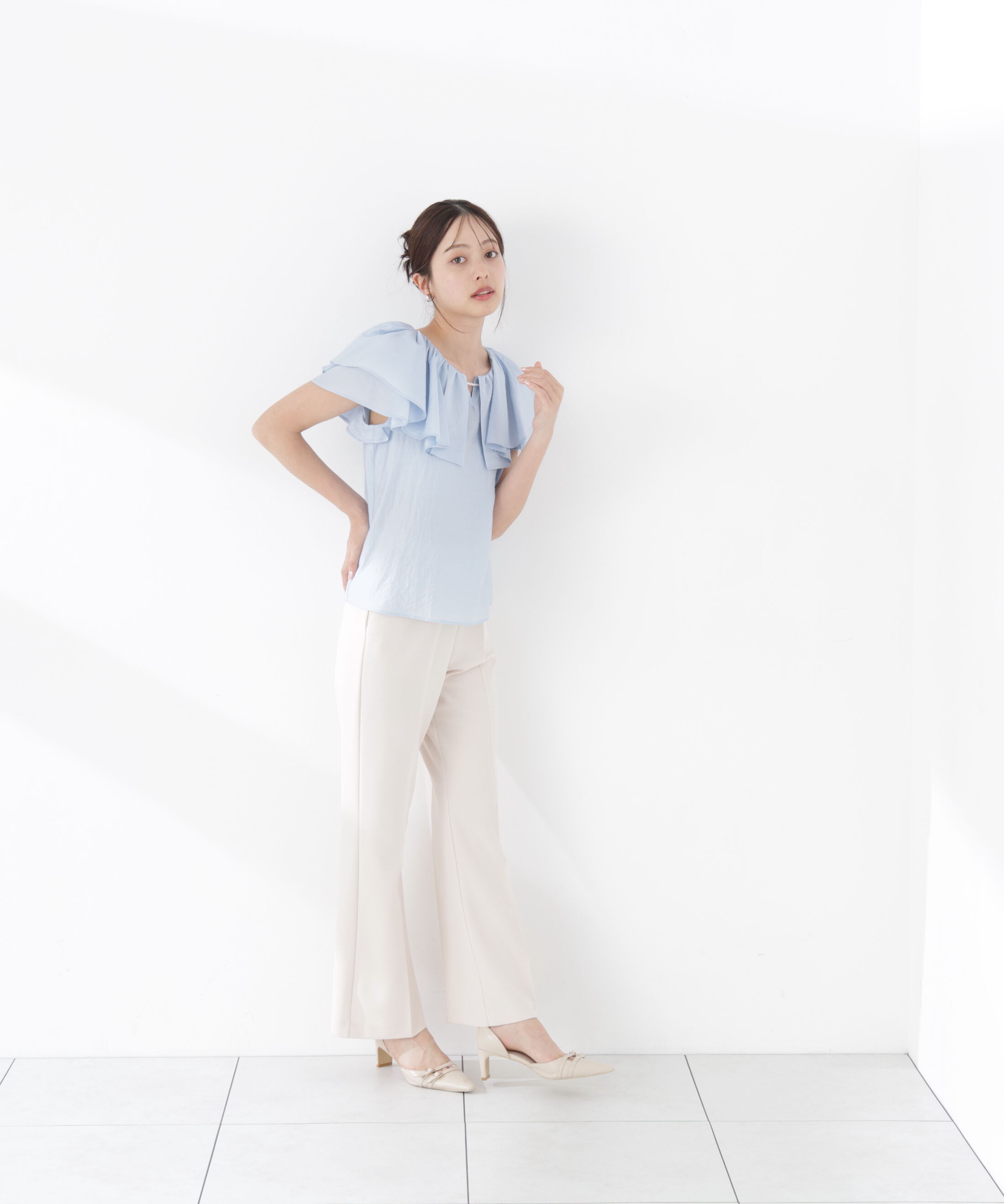 PROPORTION BODY DRESSING「パール付きラッフルブラウス」|シャツ・ブラウス|