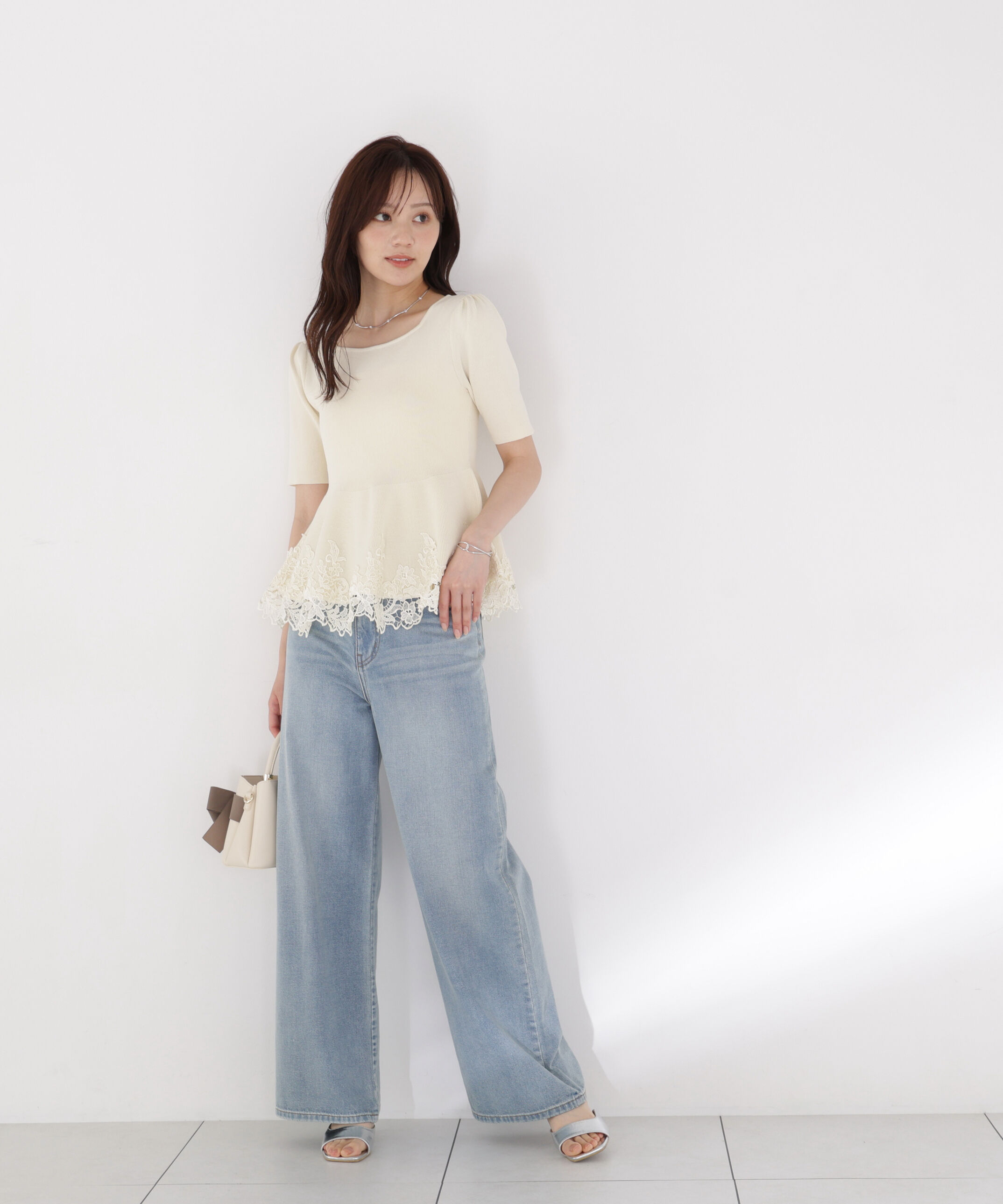 PROPORTION BODY DRESSING「レーストリムペプラムニット」|ニット・セーター|