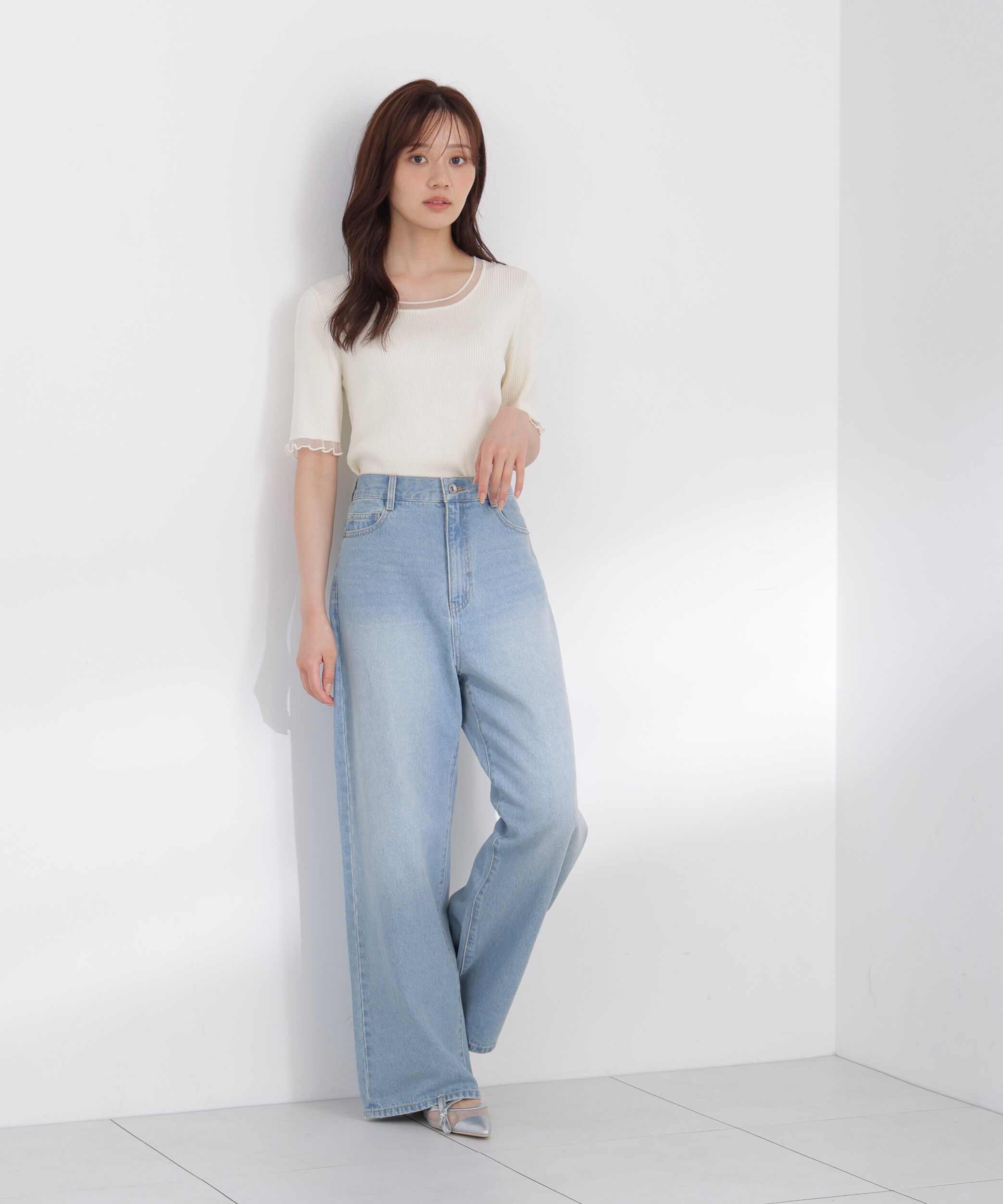 PROPORTION BODY DRESSING「＜a/mie＞レースハイウエストワイドデニムパンツ」|その他|