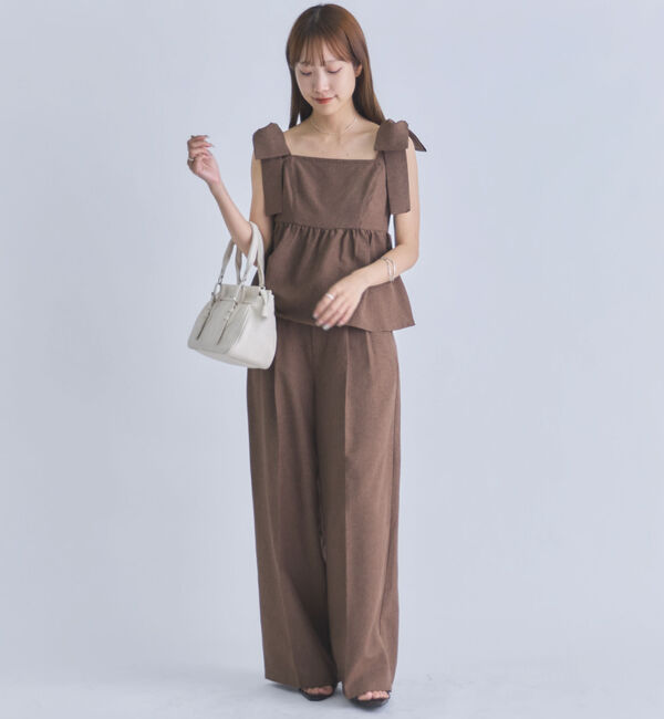archives「肩リボンペプラムビスチェスラックスＳＥＴ」|ワンピース|BROWN