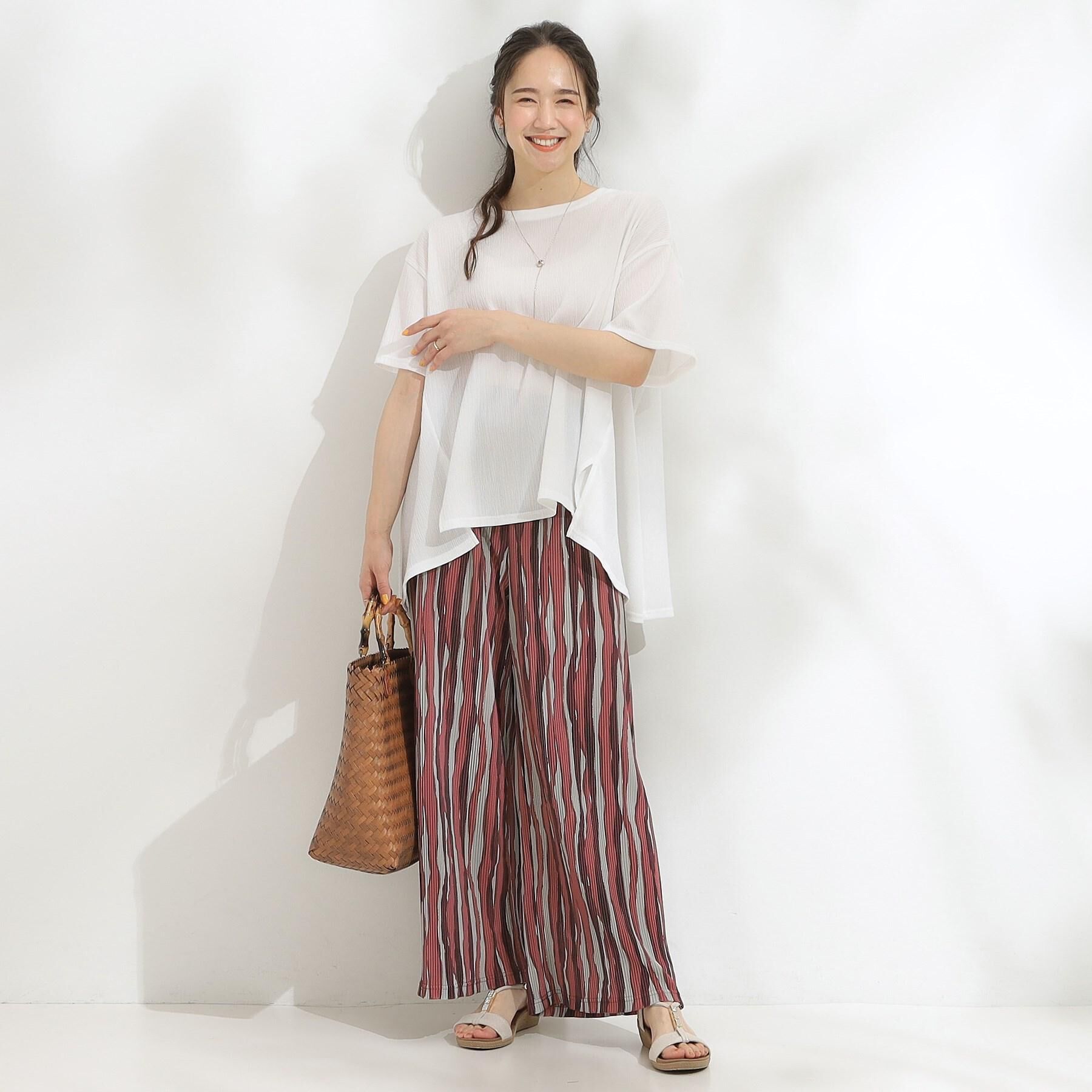 SHOO･LA･RUE「【洗濯機可/柄が選べる】さらさら楽ちん プリーツ ワイドパンツ」|その他|