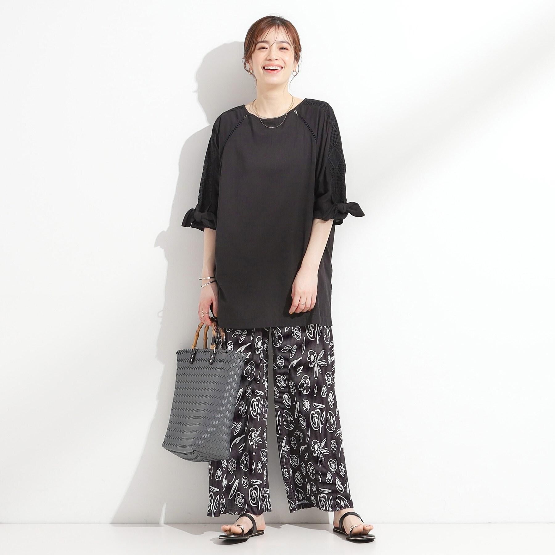 SHOO･LA･RUE「【洗濯機可/柄が選べる】さらさら楽ちん プリーツ ワイドパンツ」|その他|