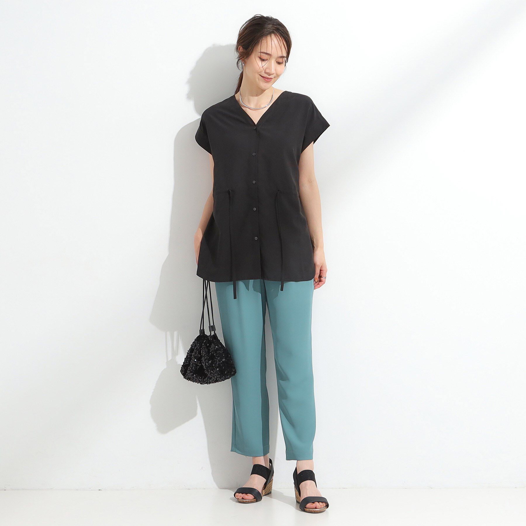 SHOO･LA･RUE「【S-LL】シルエットが変えられる ウエストリボンブラウス」|シャツ・ブラウス|