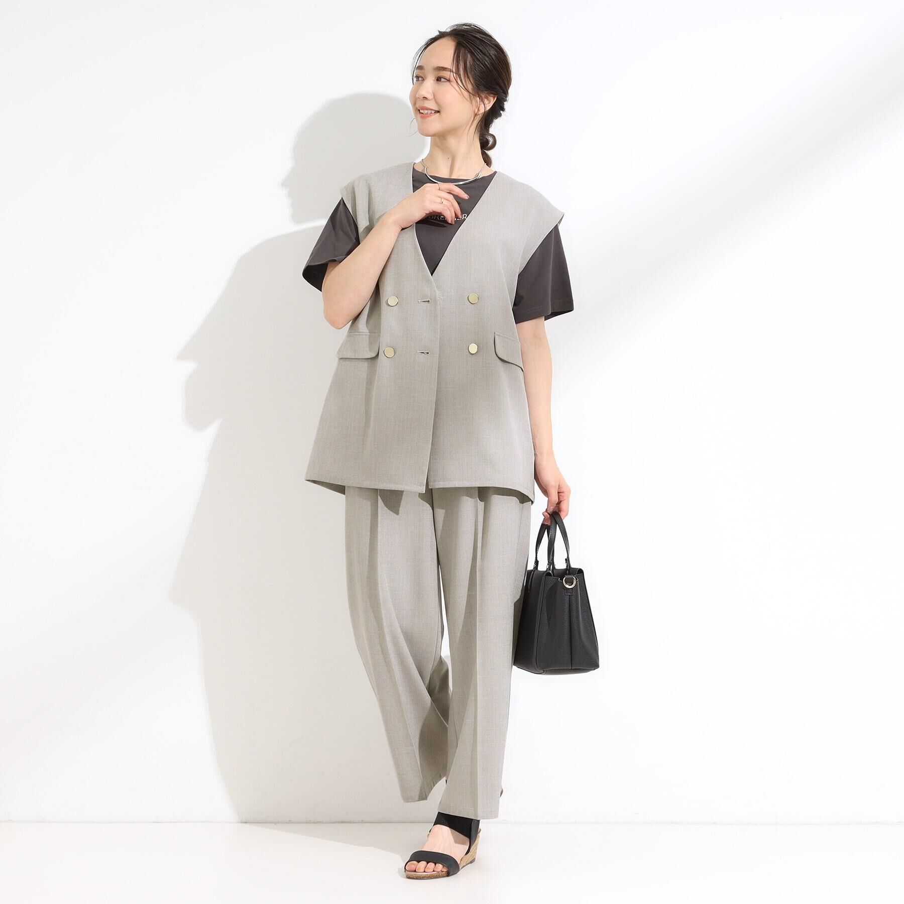 SHOO･LA･RUE「【S-LL/セットアップ可/洗濯後しわになりにくい】きちんと見え タックワイドパンツ」|その他|