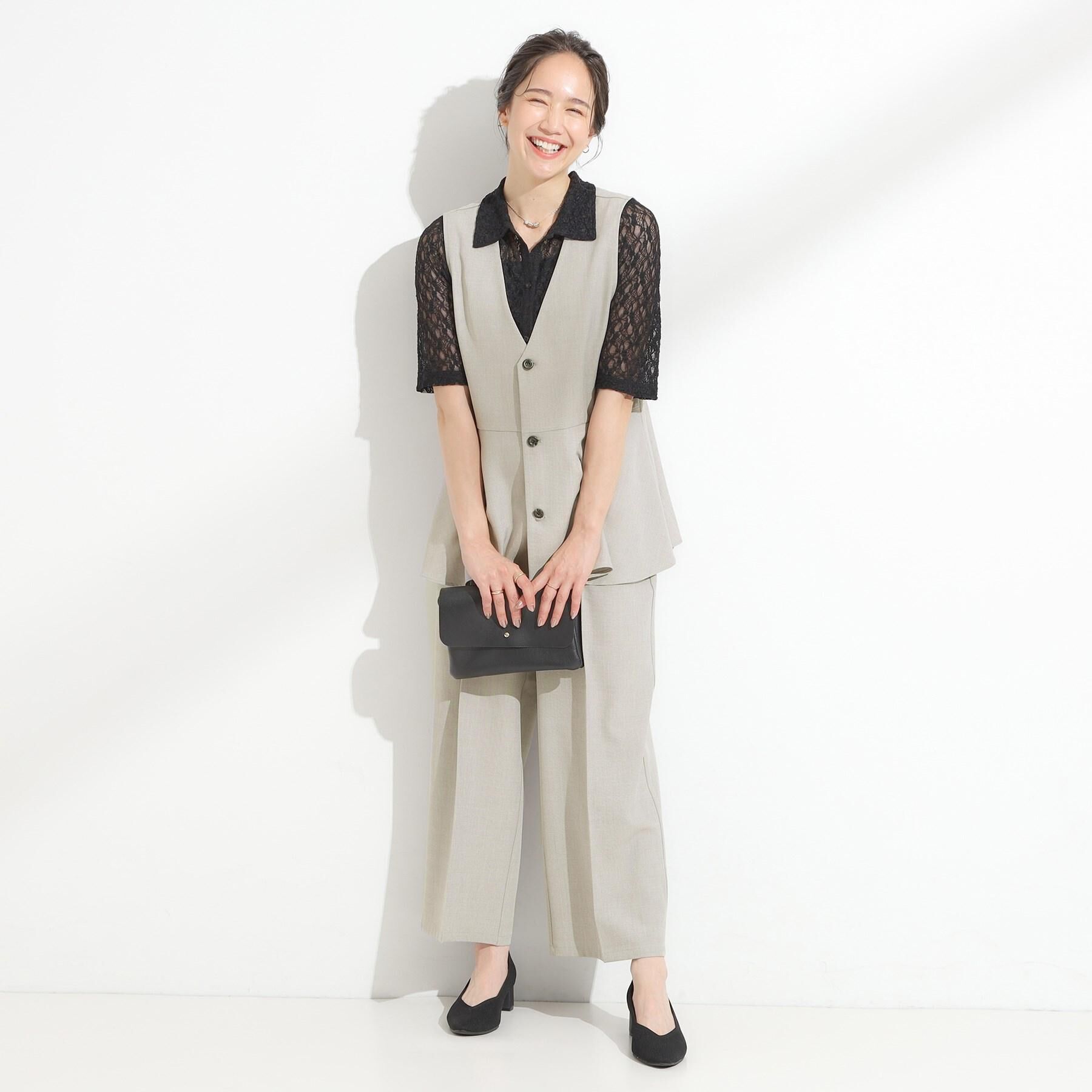 SHOO･LA･RUE「【S-LL/セットアップ可/洗濯後しわになりにくい】きちんと見え タックワイドパンツ」|その他|