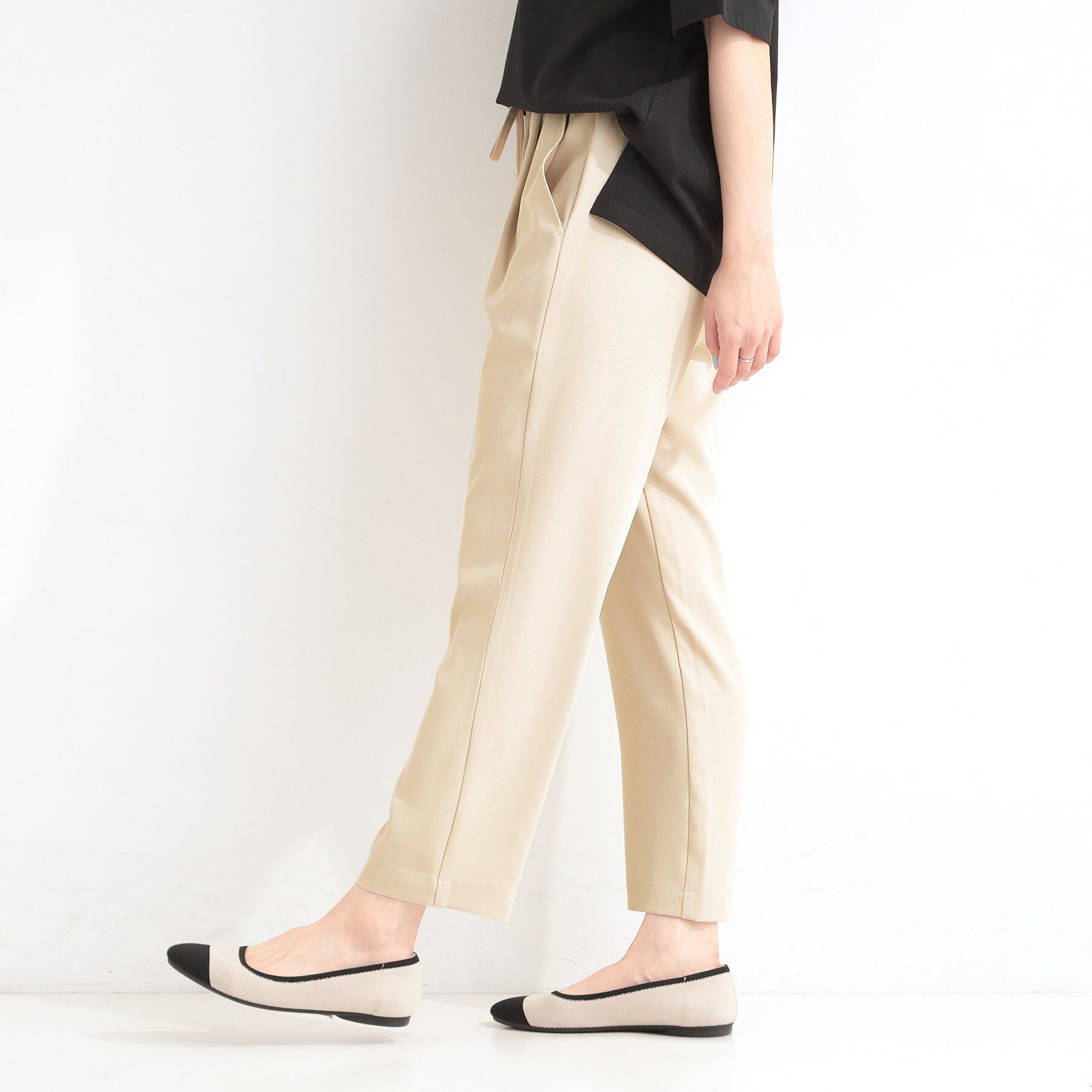 SHOO･LA･RUE「【ひんやり/UV/SS-3L/セットアップ可】さらさらぷるん イージーテーパードパンツ」|その他|