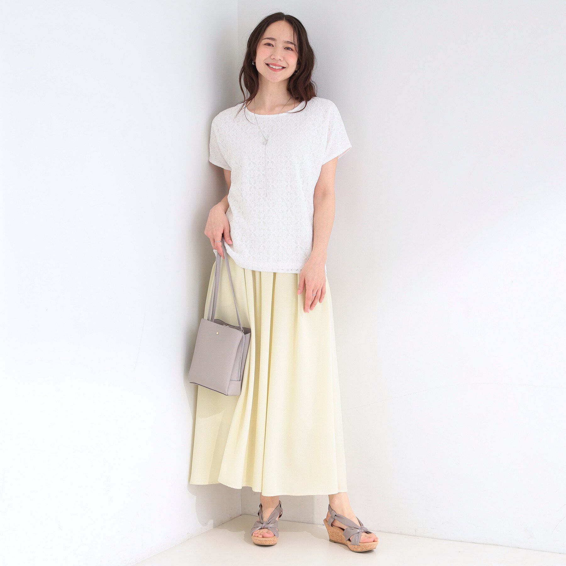 SHOO･LA･RUE「【ひんやり/UV】レース切替で華やかに 大人の選ぶ上品Tシャツ」|Tシャツ・カットソー|